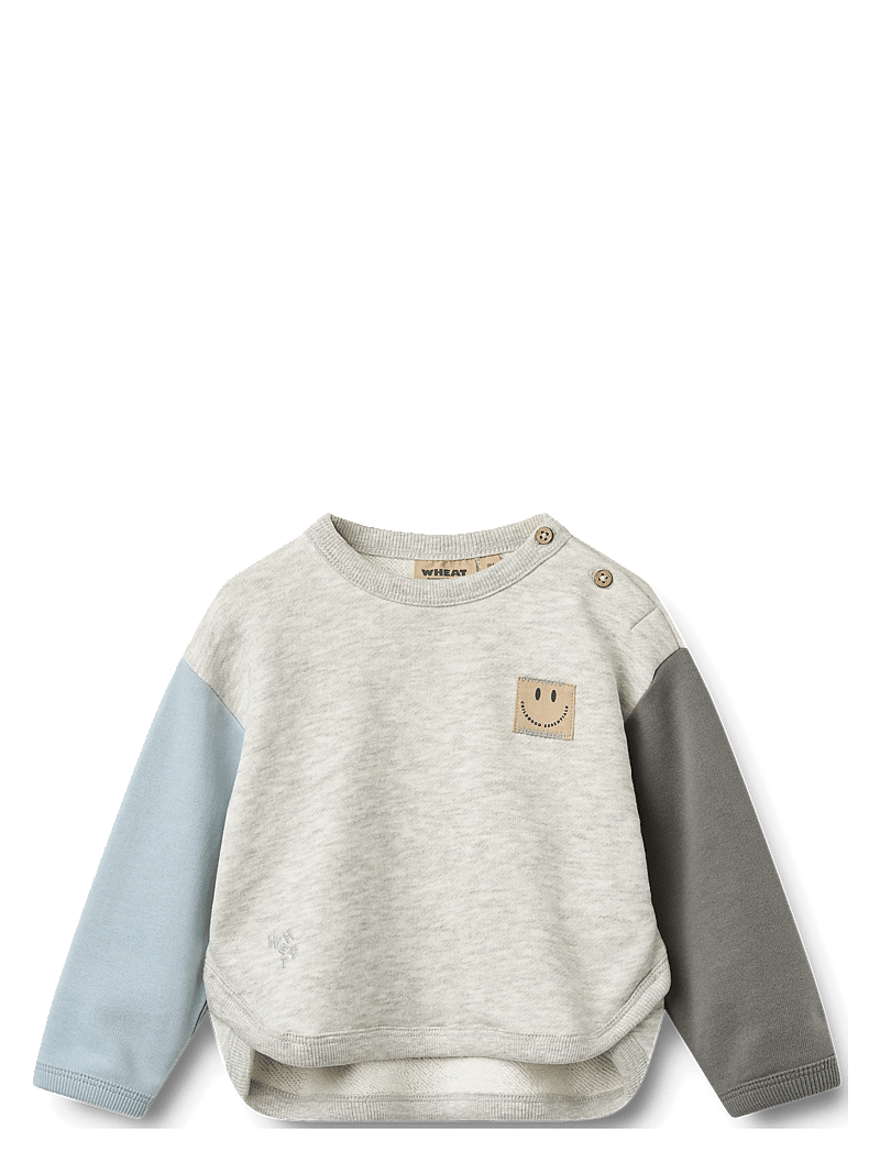 Wheat - Sweatshirt L/S Emery Badge - sweatshirts - light melange grey - 0