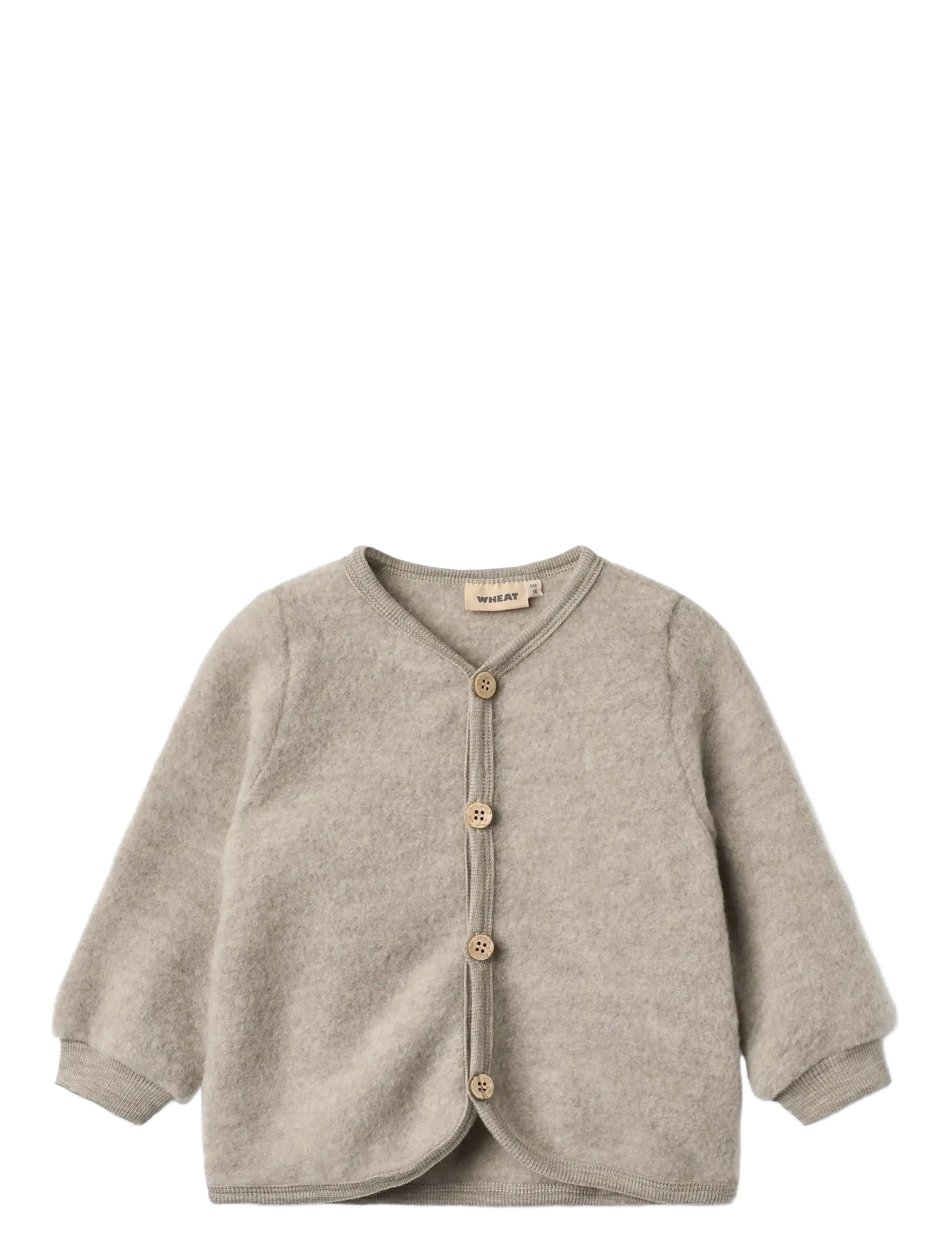 Wheat - Wool Fleece Cardigan Kari - khaki melange - 0