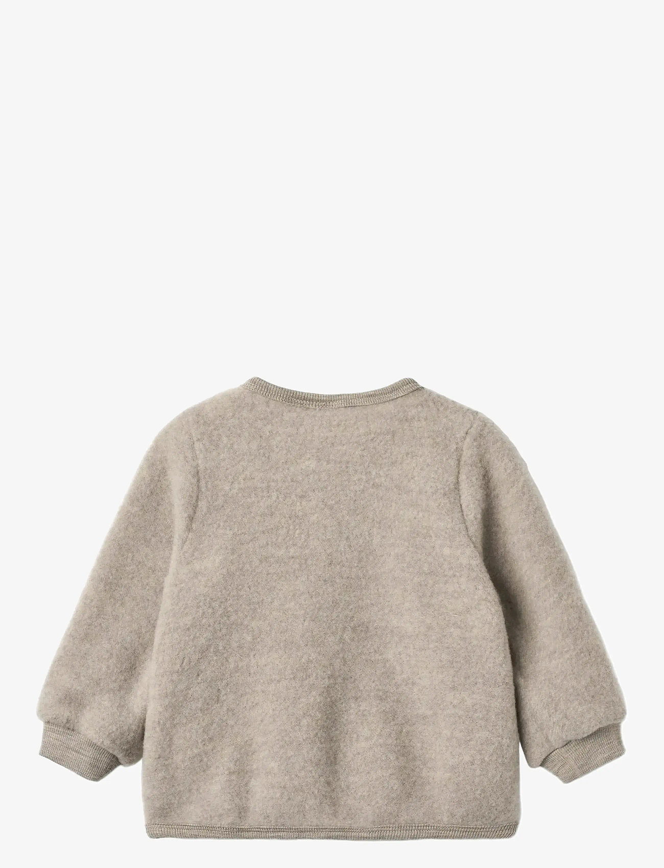 Wheat - Wool Fleece Cardigan Kari - cardigans - khaki melange - 1