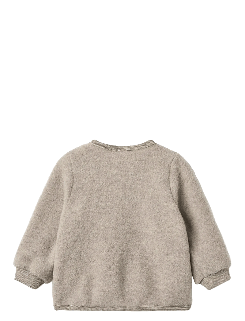 Wheat - Wool Fleece Cardigan Kari - cardigans - khaki melange - 1