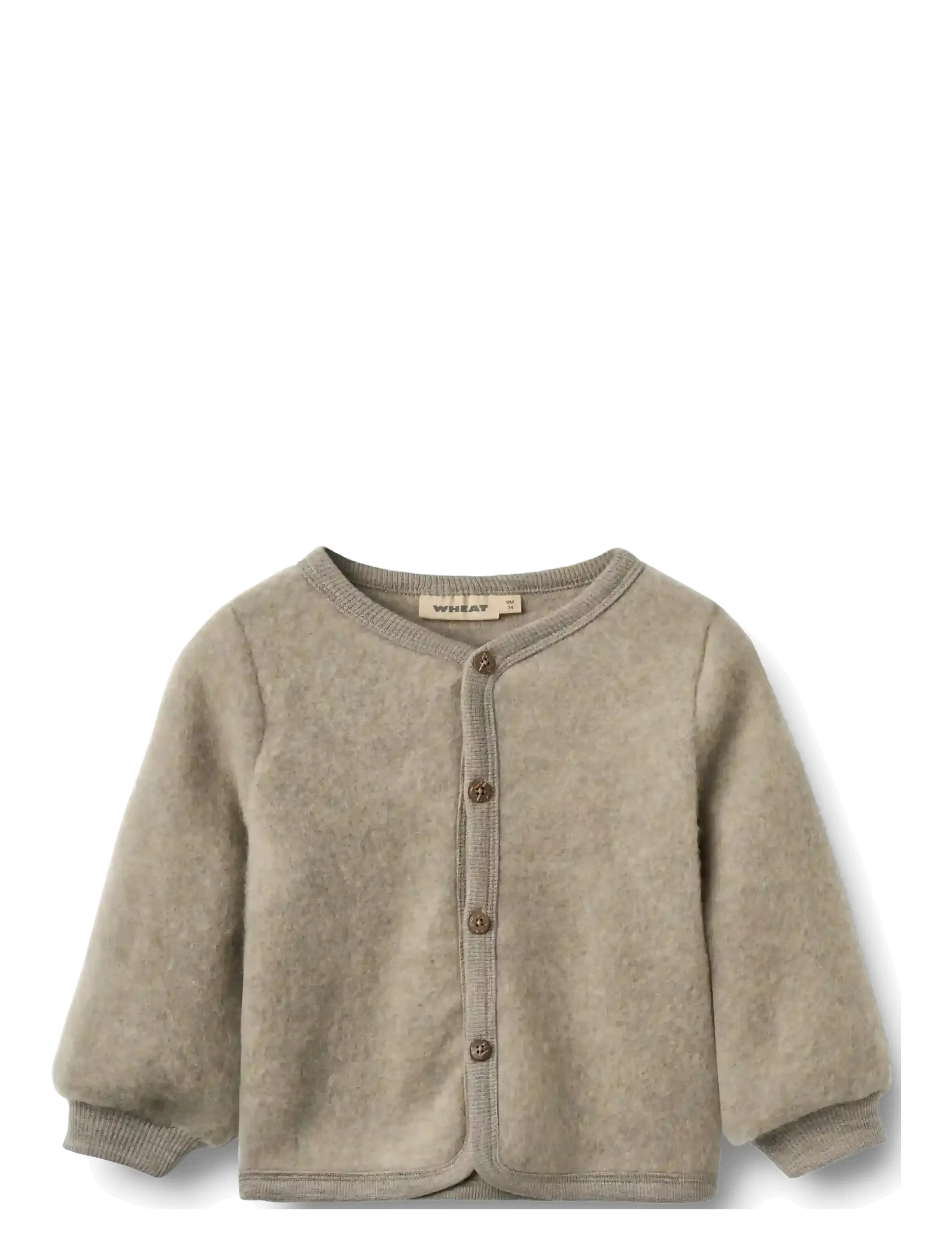 Wheat Wool Fleece Cardigan Kari, Kinder, Wollfleece Cardigan, Khakigrün, Gr.86