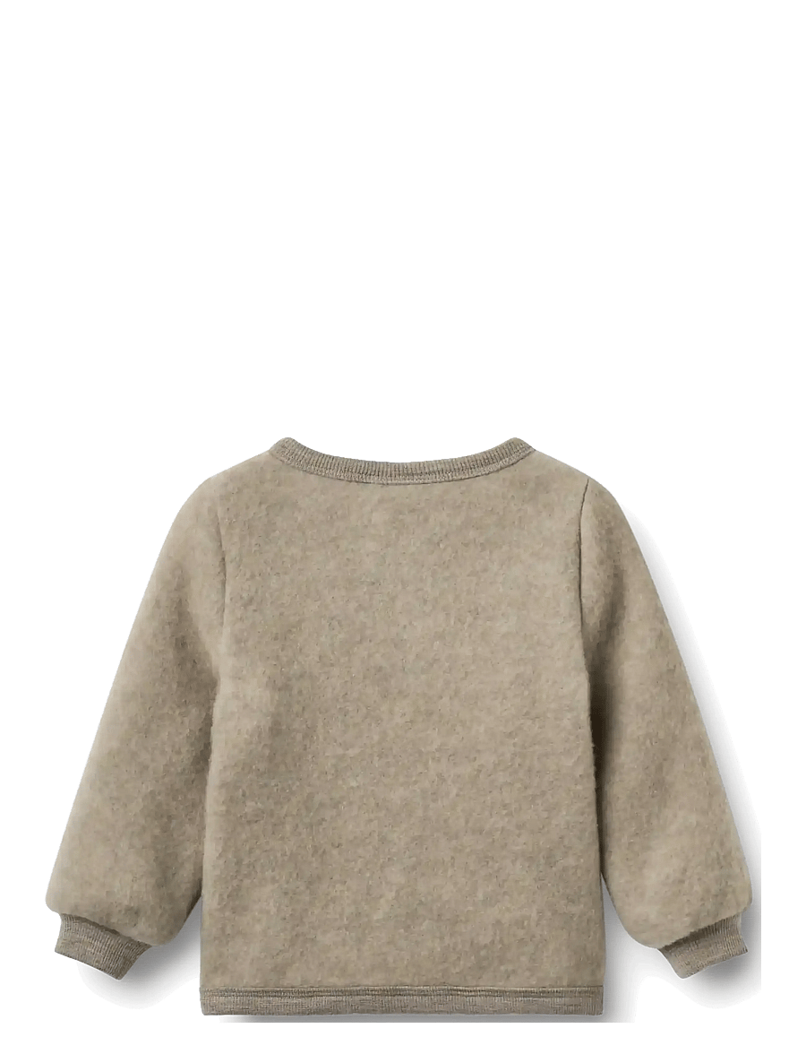 Wheat - Wool Fleece Cardigan Kari - thermo-jacken - khaki melange - 1