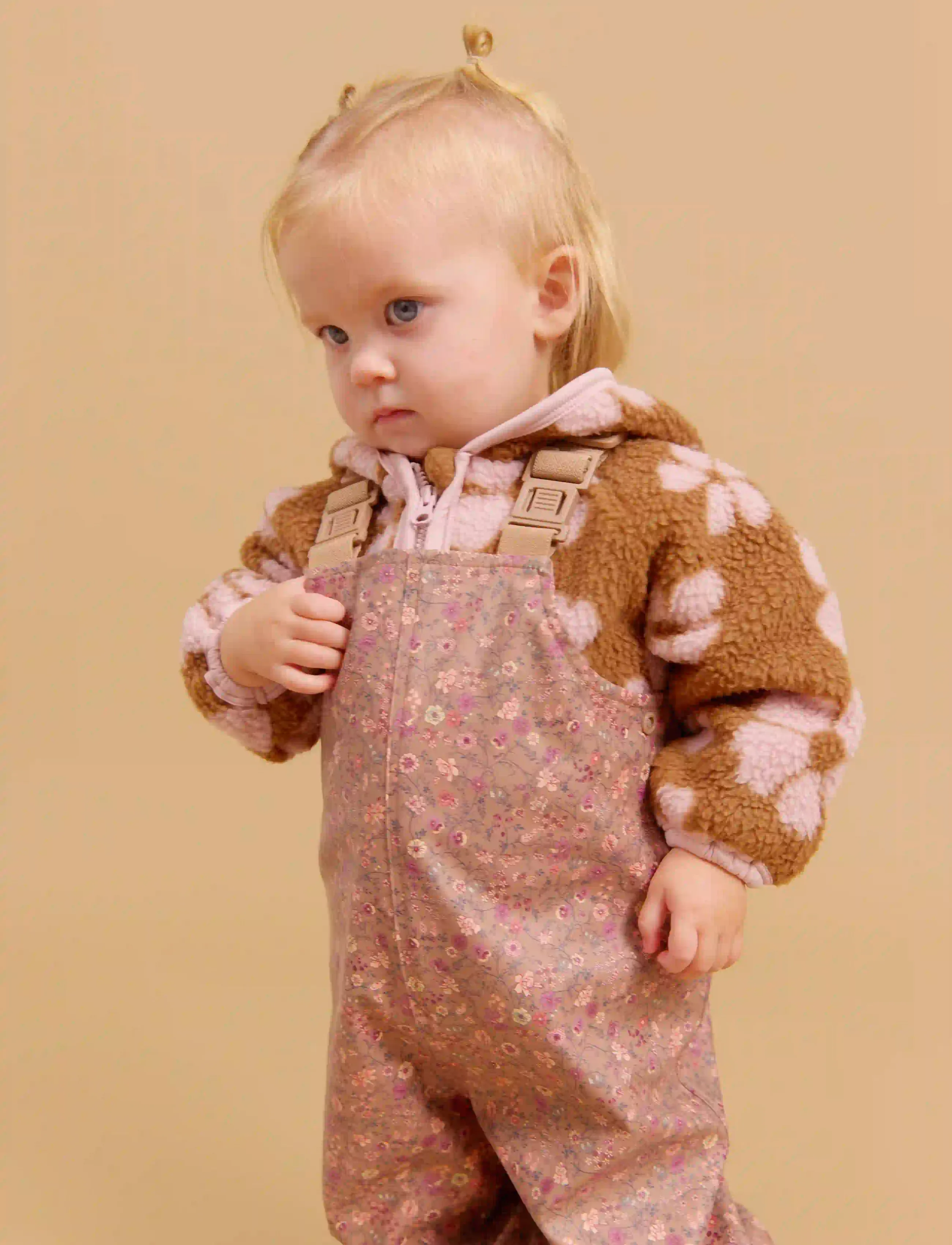 Wheat Fleece Cardigan L/S Martinus, 68, Oberbekleidung, Braun - Jackets, Kinder