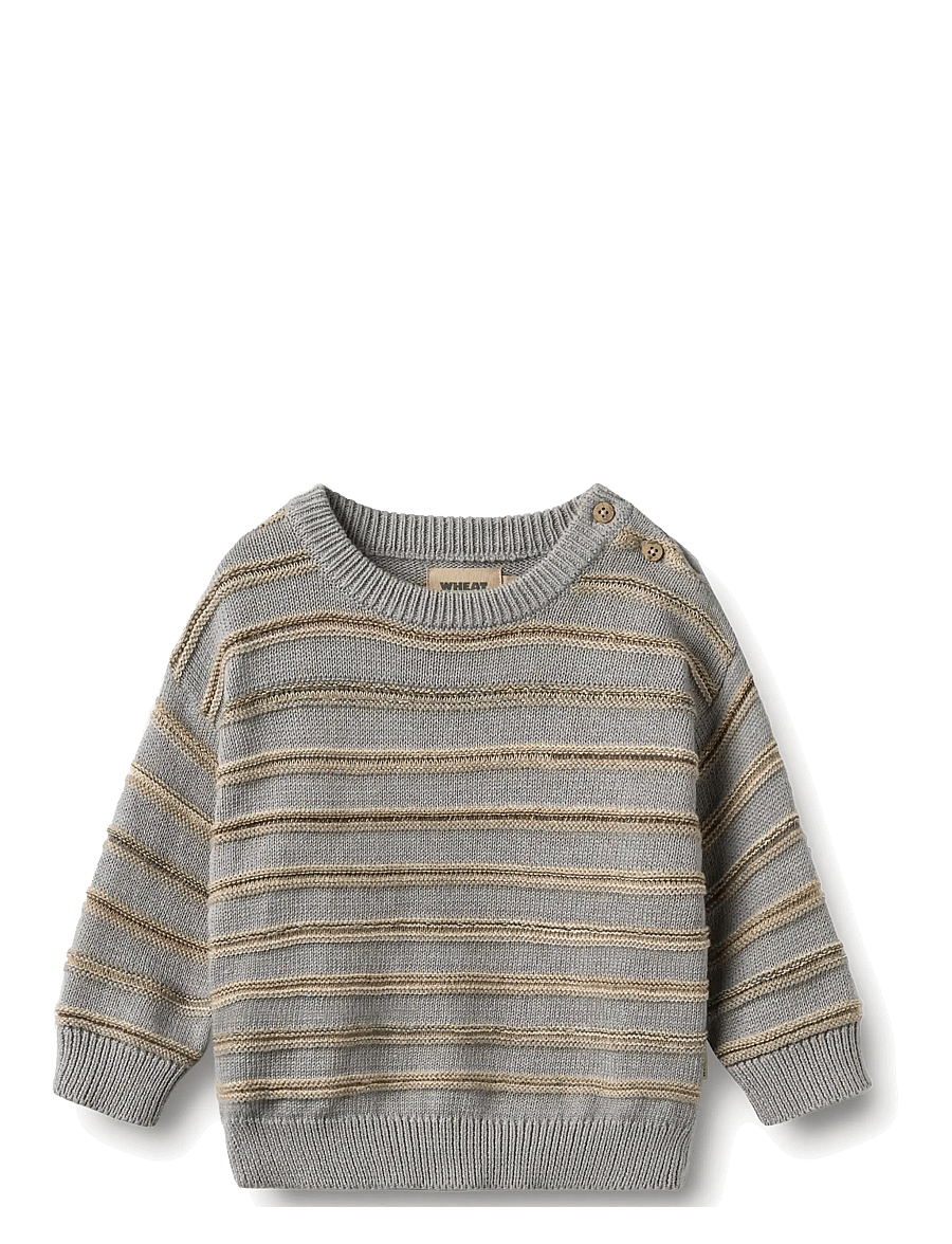 Wheat - Jacquard Pullover Harlow - trøjer - slightly blue stripe - 0