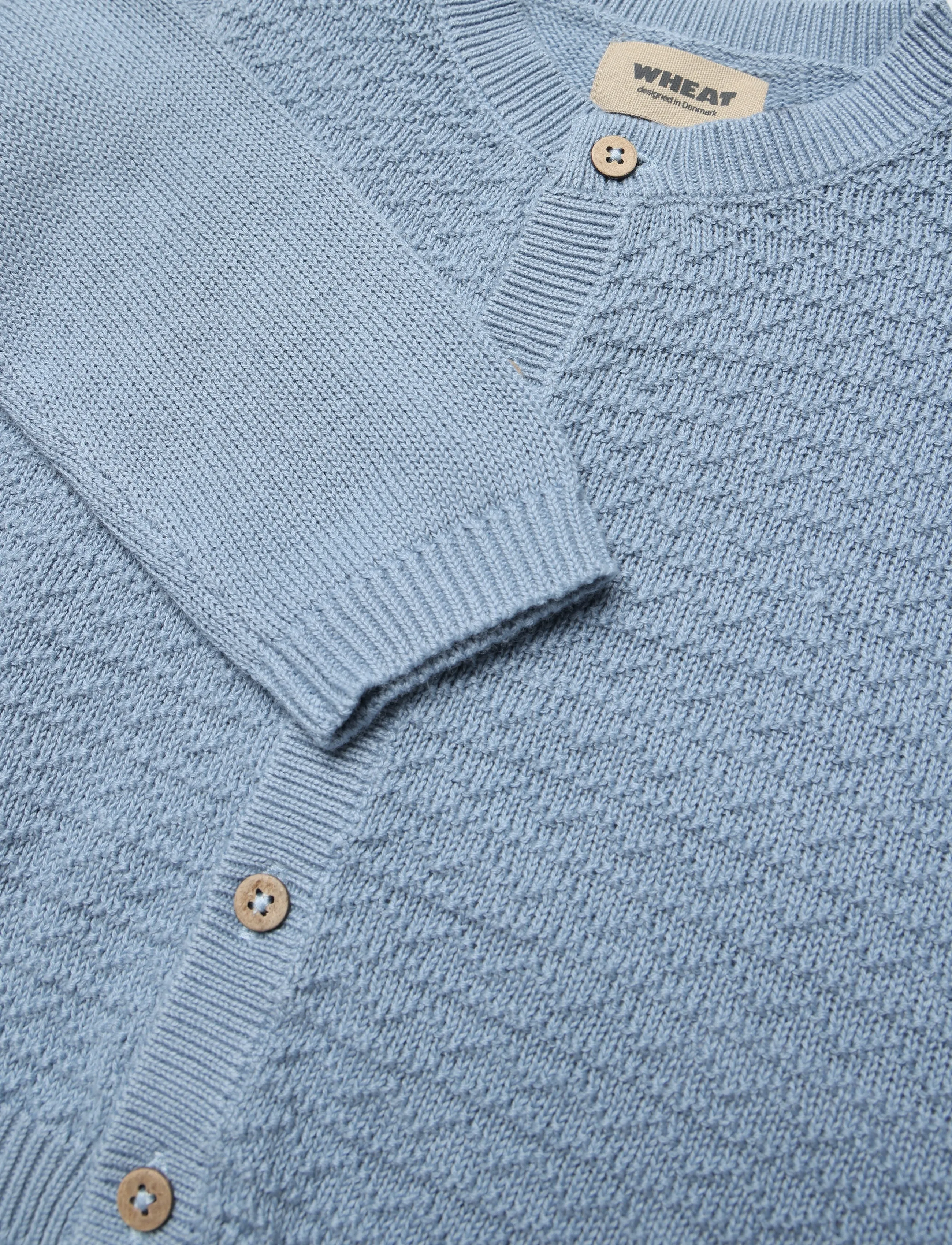 Wheat - Knit Cardigan Bjørn - cardigans - faded denim - 2