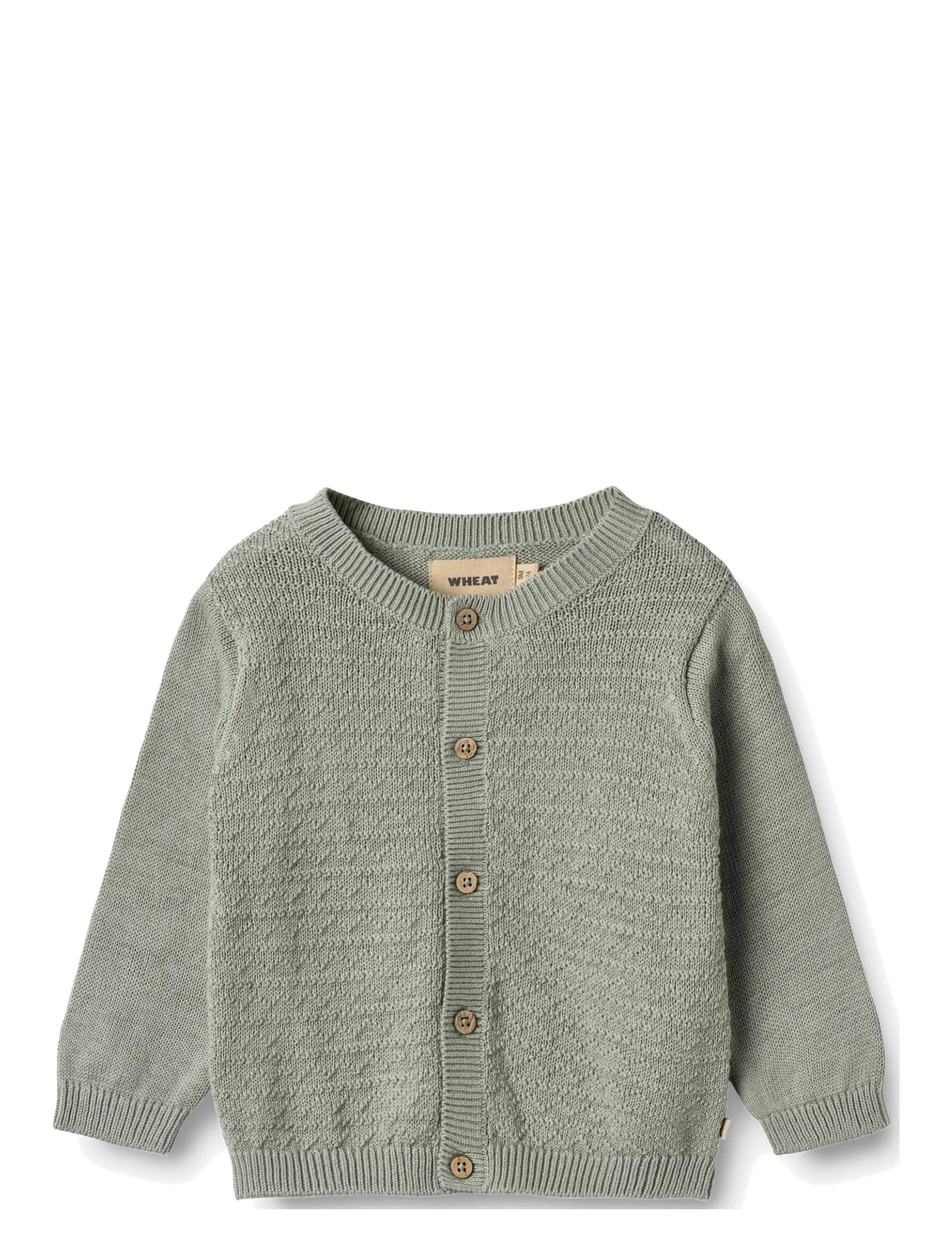 Wheat Knit Cardigan Bjørn, 68, Green, Strik > Cardigans, Børn