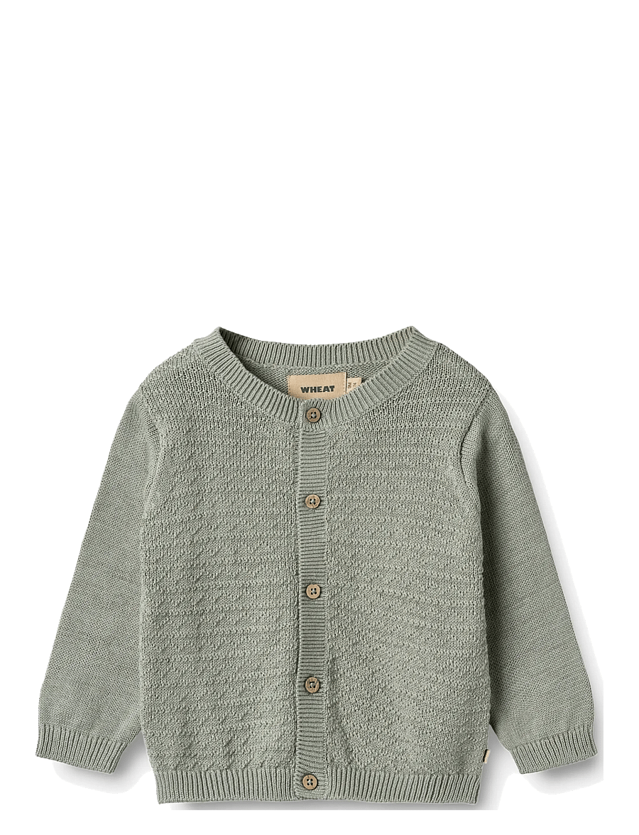 Wheat - Knit Cardigan Bjørn - koftor - morning mist - 0
