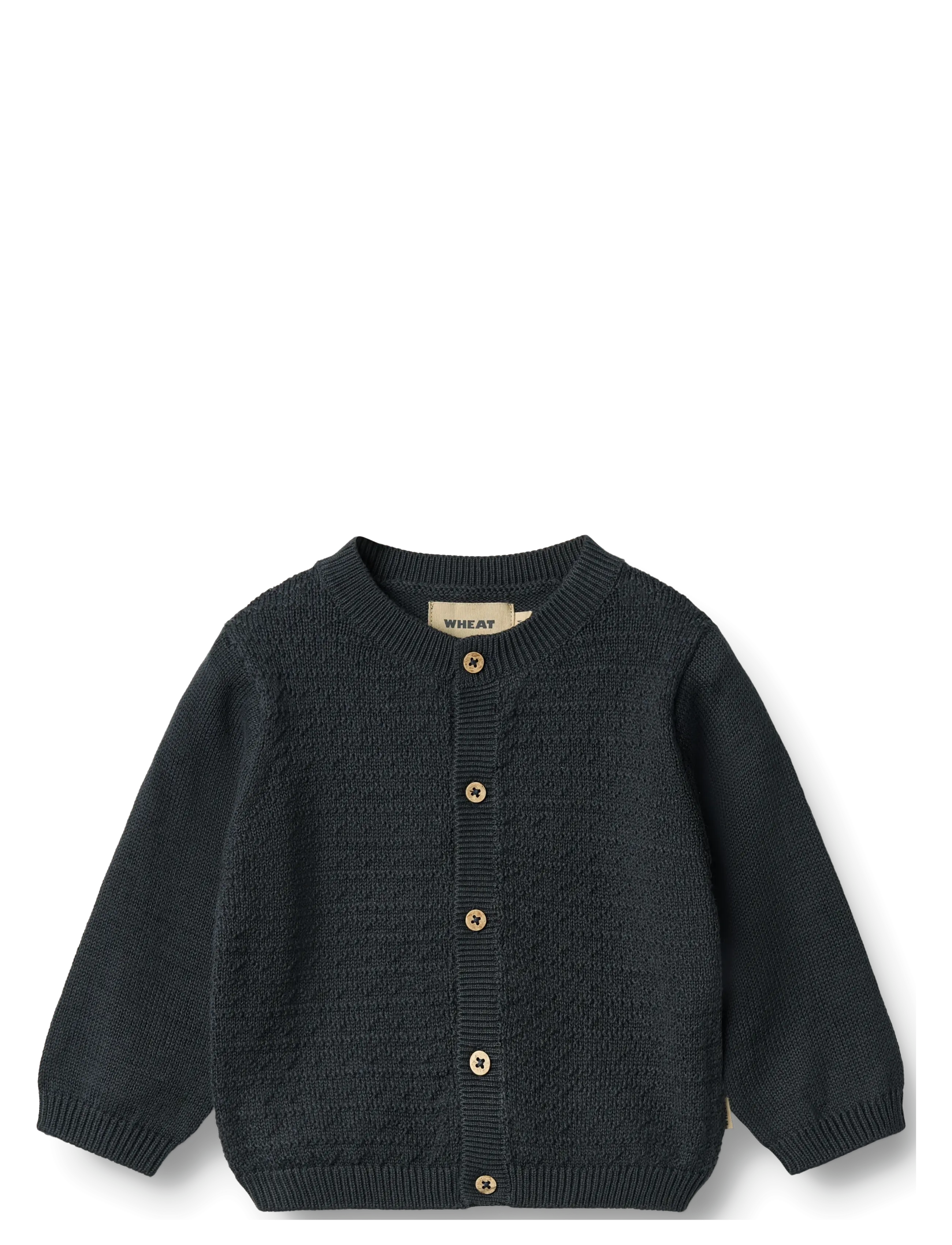 Wheat Knit Cardigan Bjørn, 92, Knitwear, Grau - Cardigans, Kinder