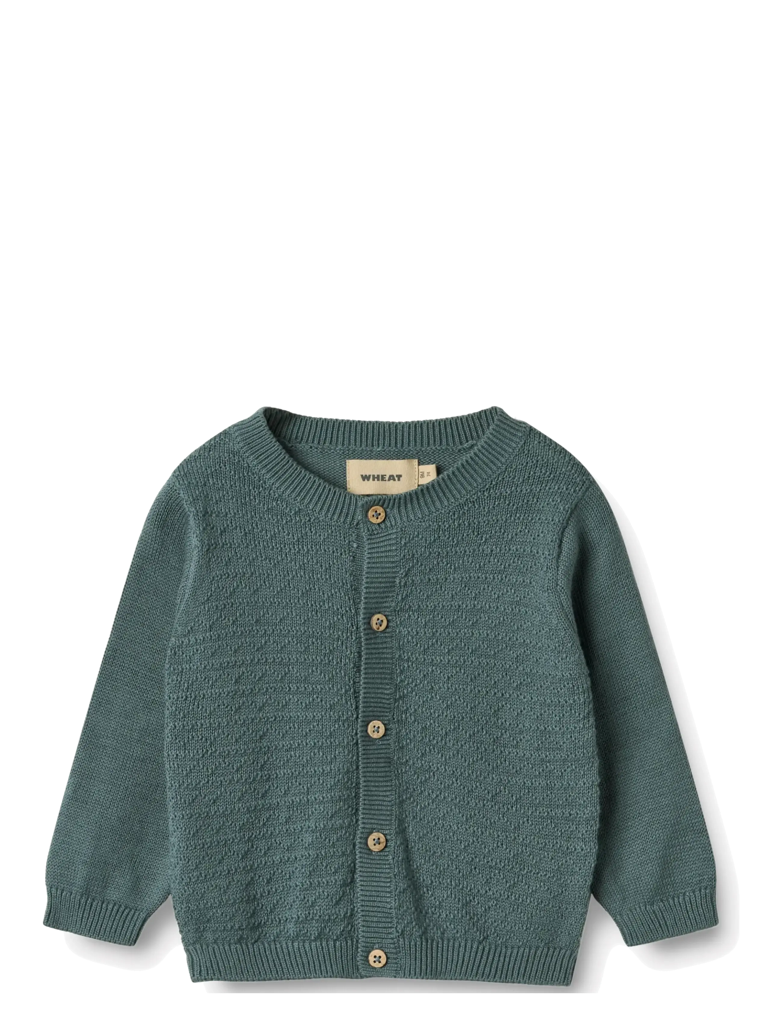 Wheat Knit Cardigan Bjørn, 68, Green, Strik > Cardigans, Børn