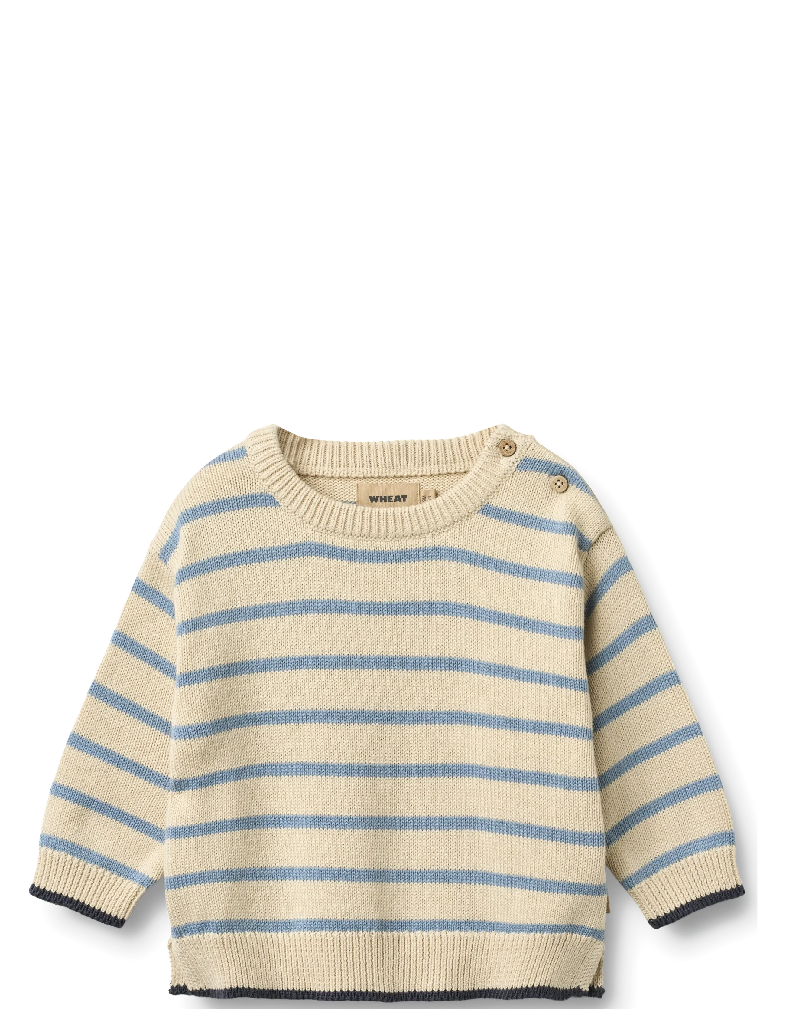 Wheat Knit Pullover Morgan - Pullover - FADED DENIM STRIPE / beige