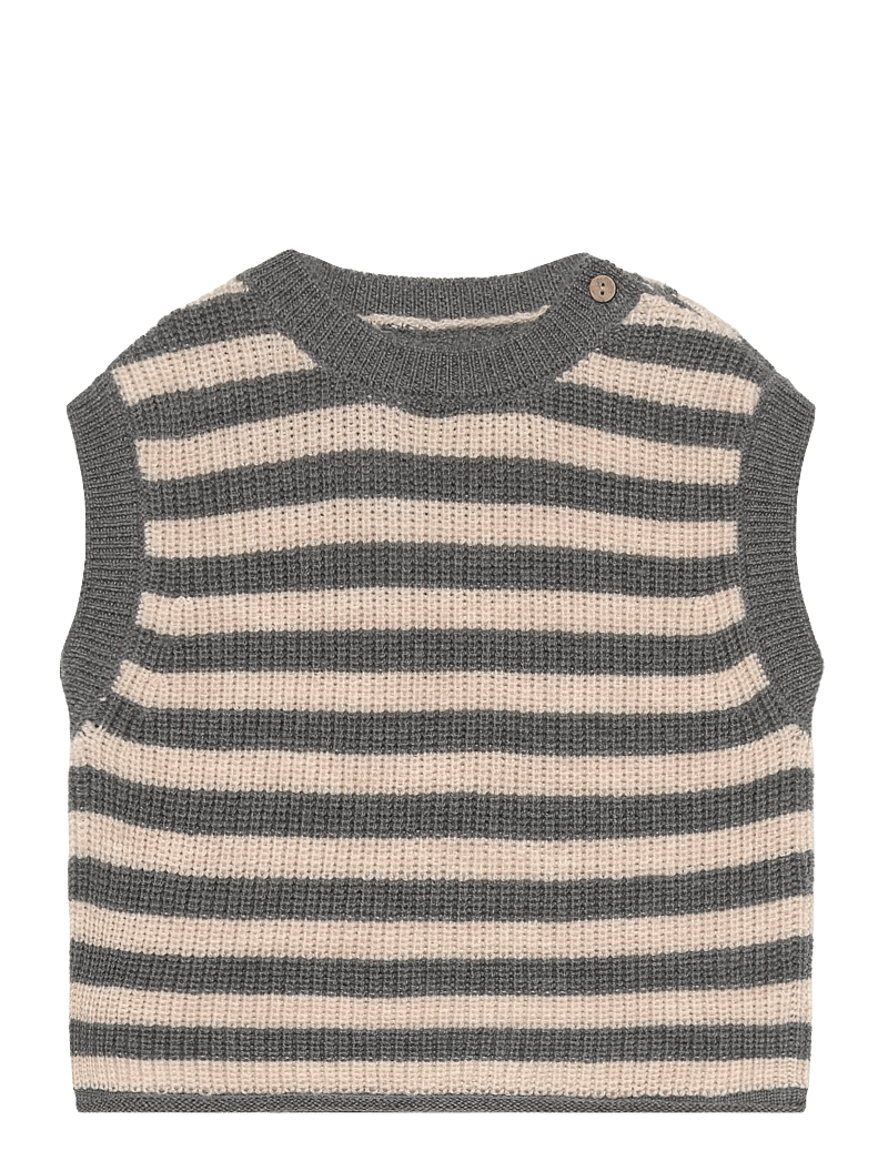 Wheat - Knit Vest Ruby - västar - grey stripe - 0
