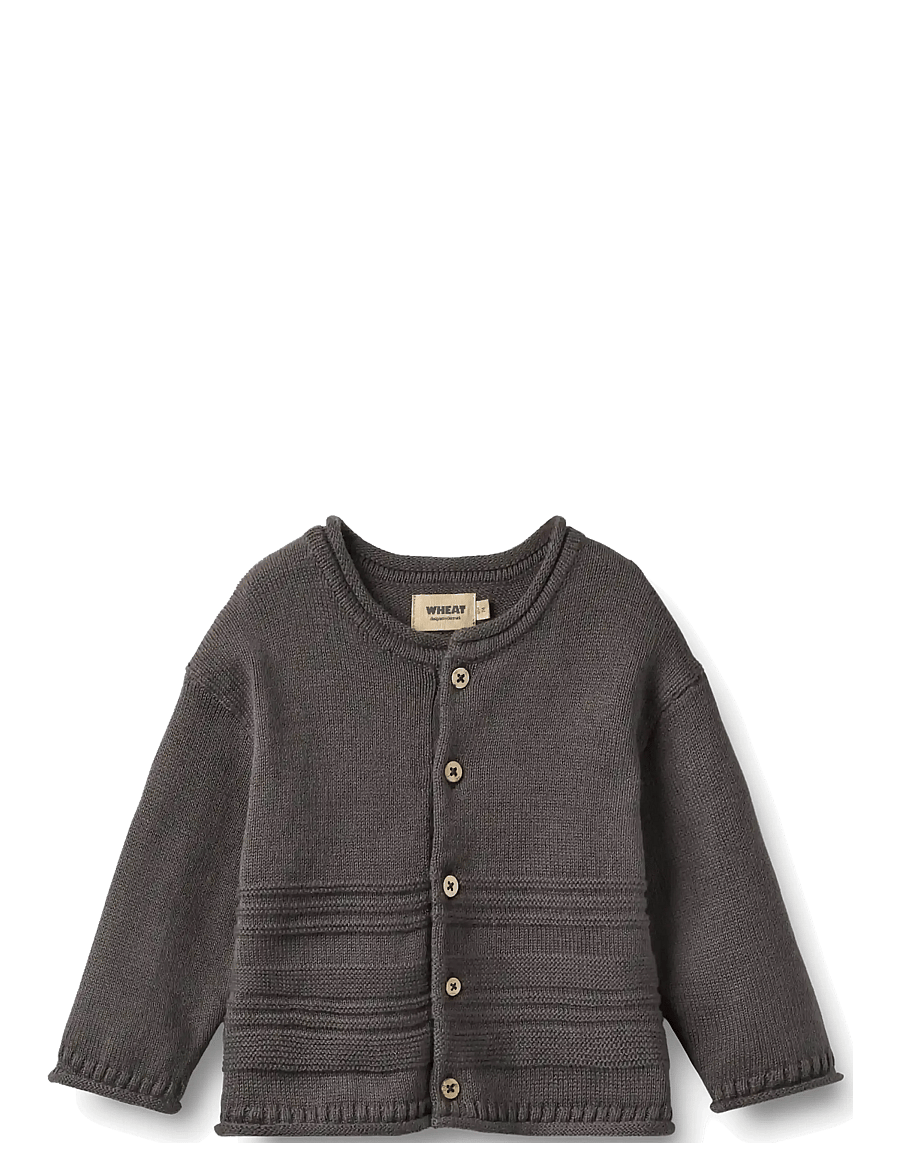 Wheat - Knit Cardigan L/S Gunnar - tunna jackor - dark charcoal - 0