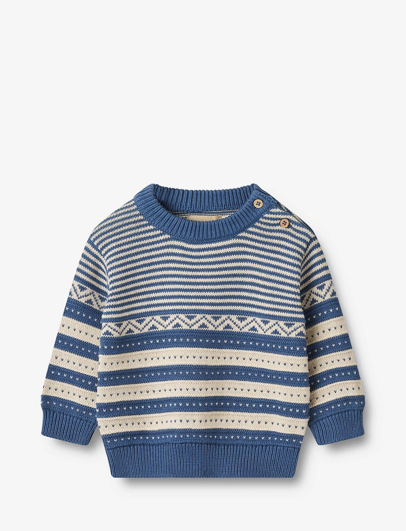 Wheat - Knit Pullover Janus - deep ocean - 0