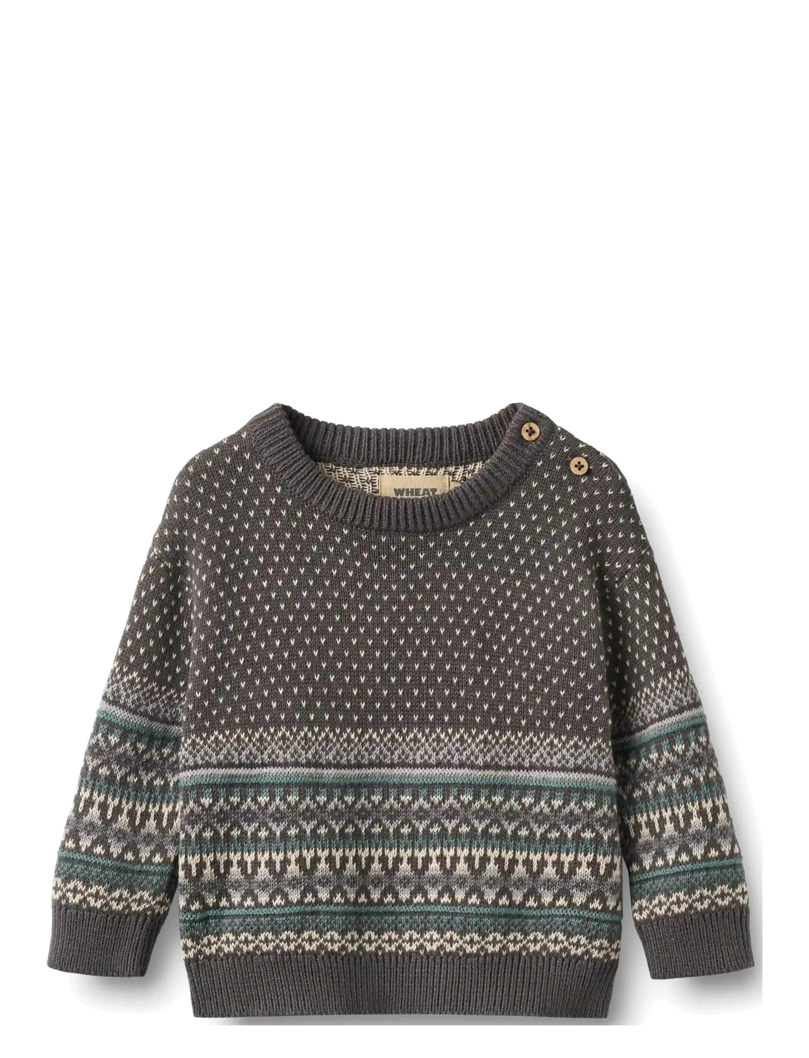 Wheat Jacquard Pullover Julius - Trøjer - DARK CHARCOAL / grey