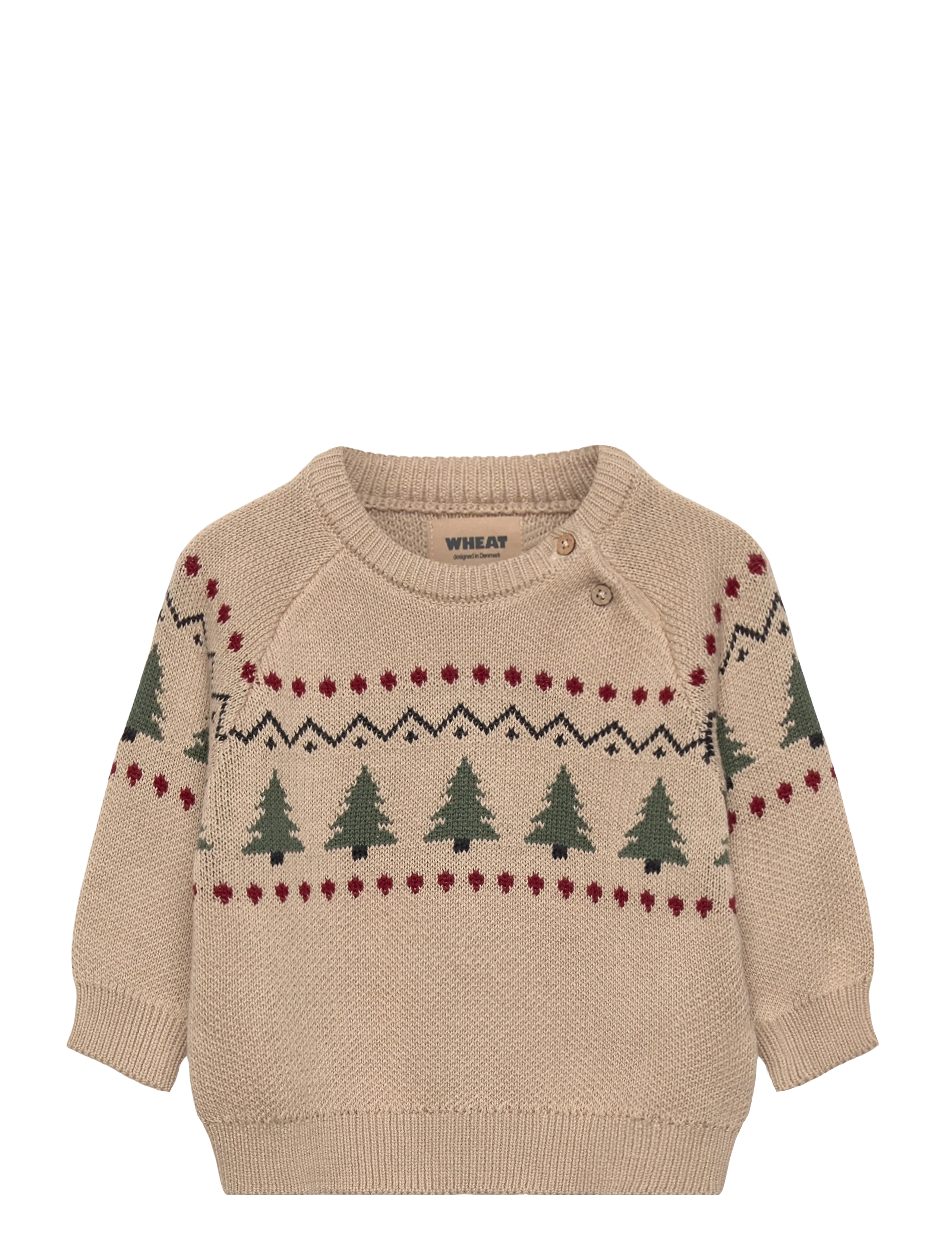 Wheat Jacquard Pullover Balou, 86, Beige, Strik > Pullovere, Børn