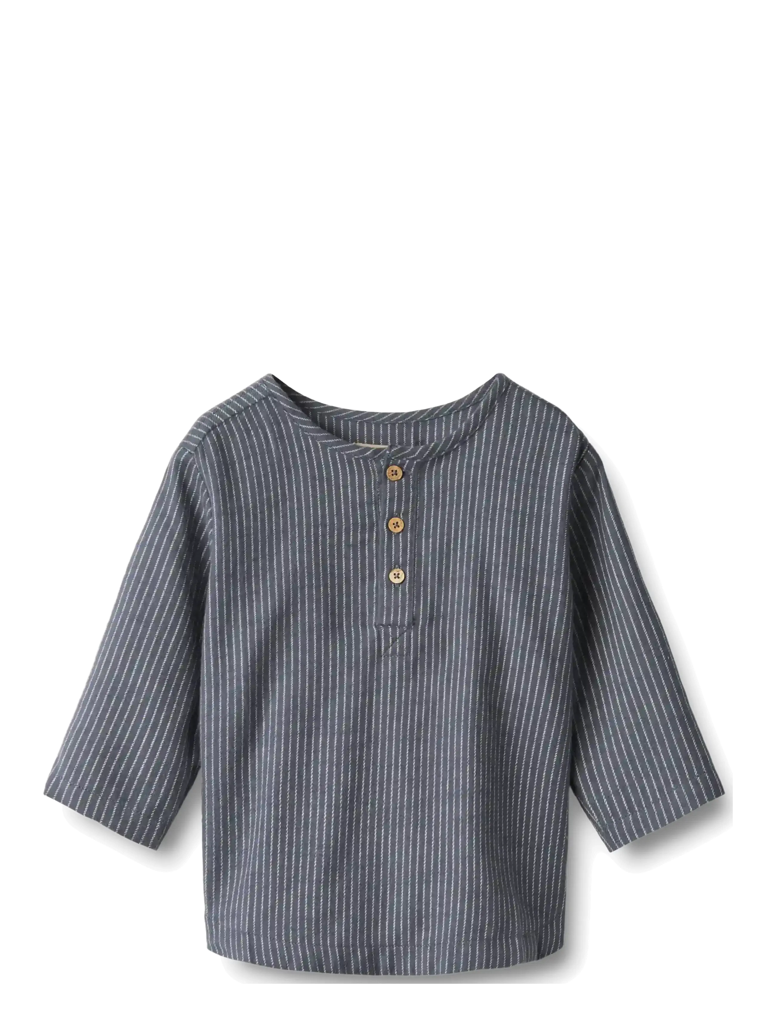 Wheat Shirt L/S Bjørk - Wheat - GREYBLUE SLUB STRIPE / blue