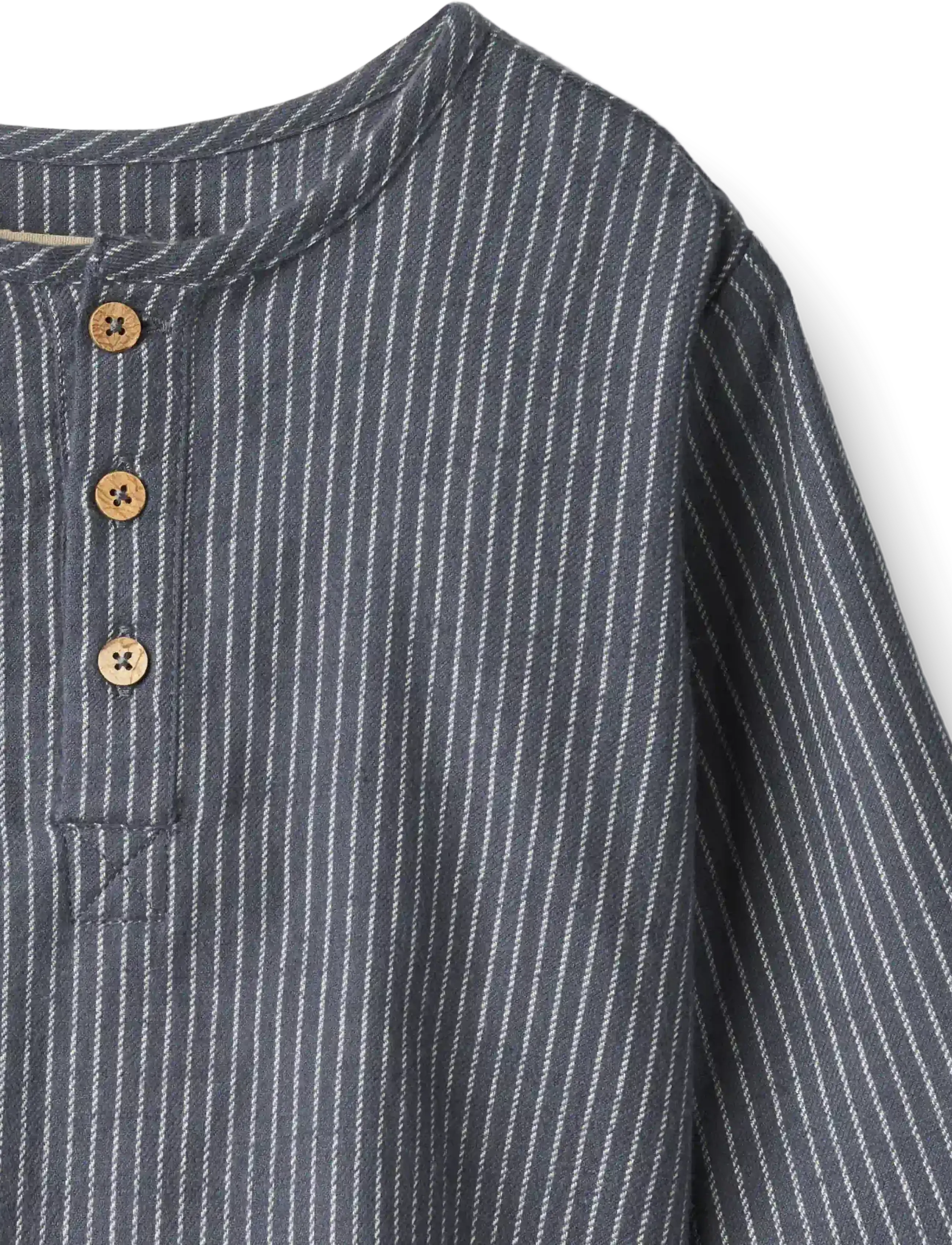 Wheat - Shirt L/S Bjørk - greyblue slub stripe - 1