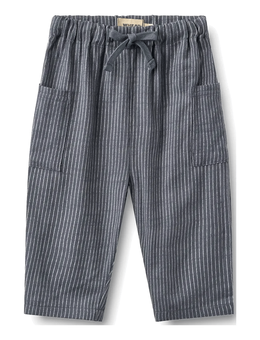 Wheat - Trousers Arne - greyblue slub stripe - 0