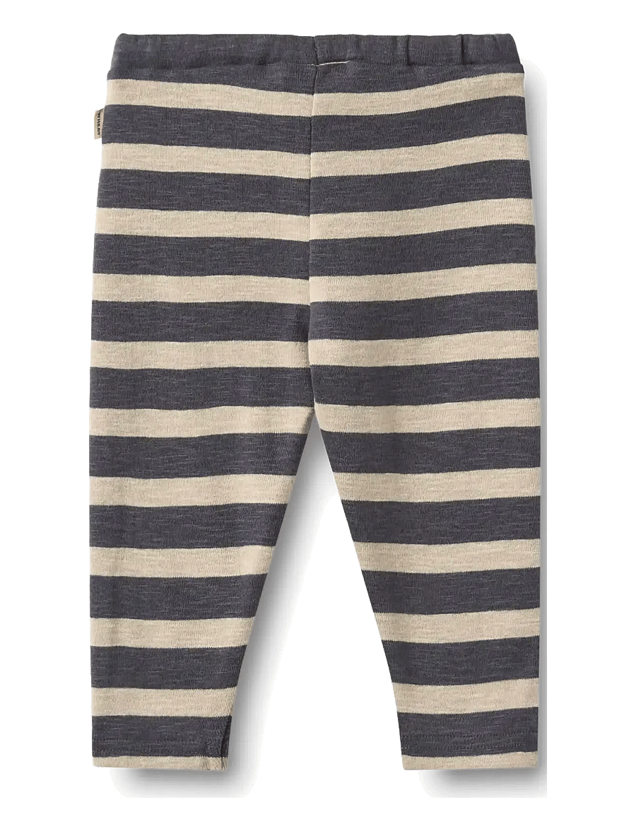 Wheat - Jersey Pants Manfred - babybukser - greyblue stripe - 1