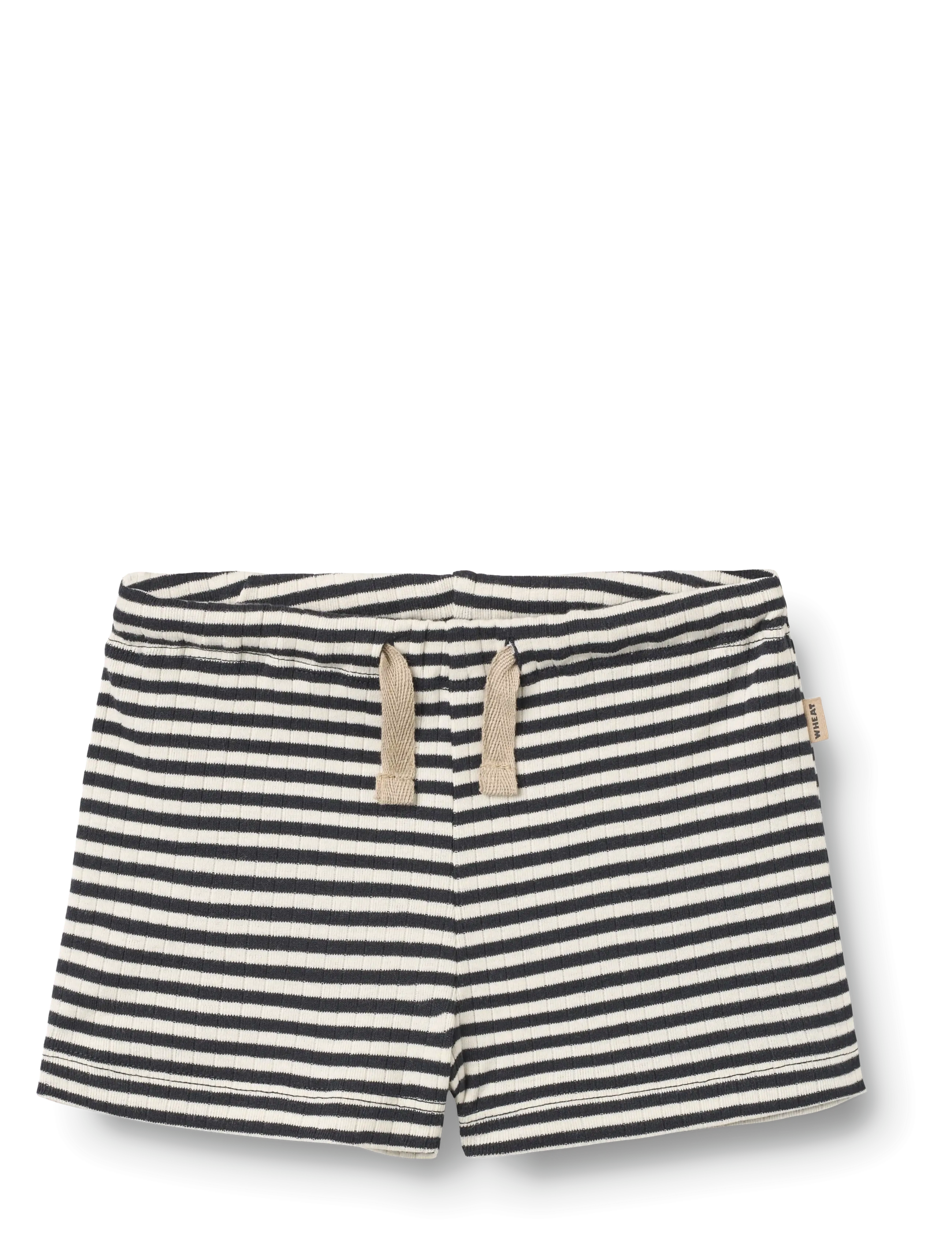 Wheat Jersey Shorts Vic - Tøj - NAVY RIB STRIPE / beige