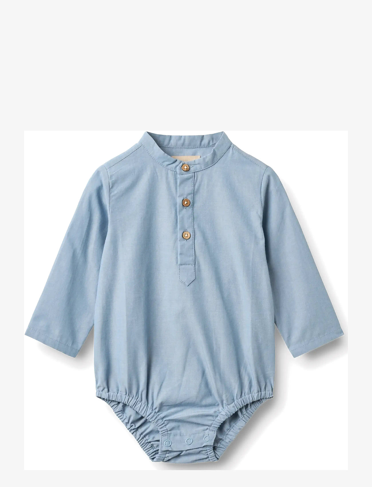 Wheat - Romper Shirt Victor - long-sleeved bodies - blue chambrey - 0