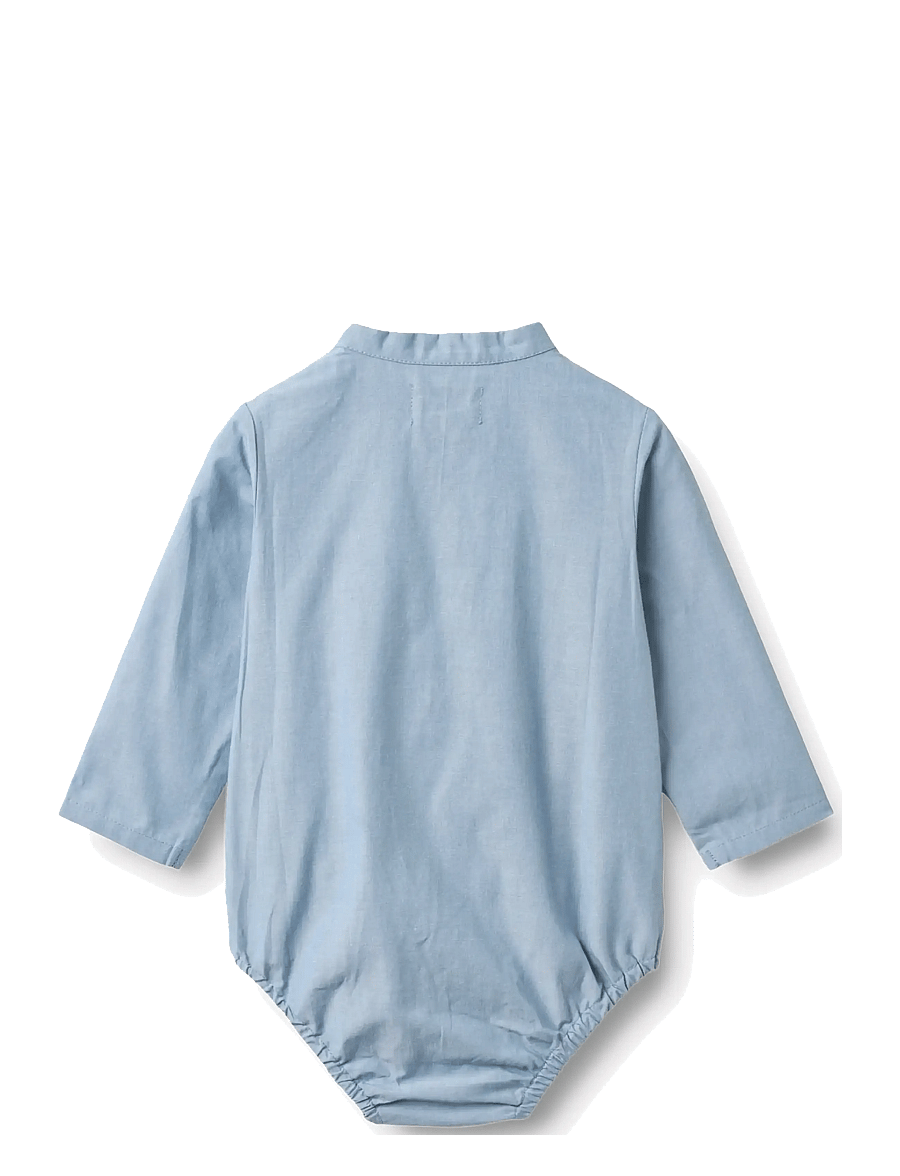 Wheat - Romper Shirt Victor - pikkade varrukatega bodid - blue chambrey - 1
