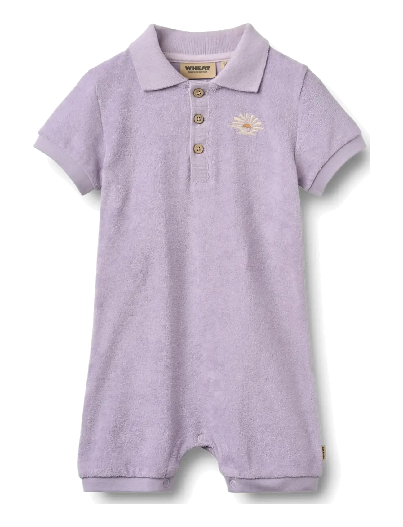 Wheat Playsuit Sully, Børn, Frotte Polo Playsuit, Lila, Str: 68