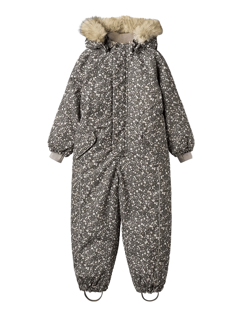Wheat - Snowsuit Moe - vinteroveraller - black sea open flowers - 1