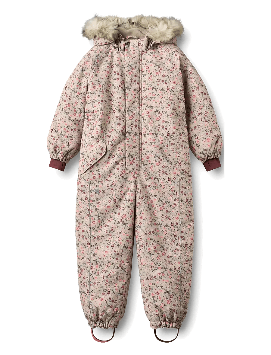 Wheat - Snowsuit Moe Tech - vinteroveraller - grey moon flowers - 0