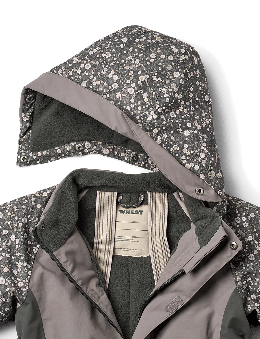 Wheat - Snowsuit Kallo - vinteroveraller - black sea open flowers - 4