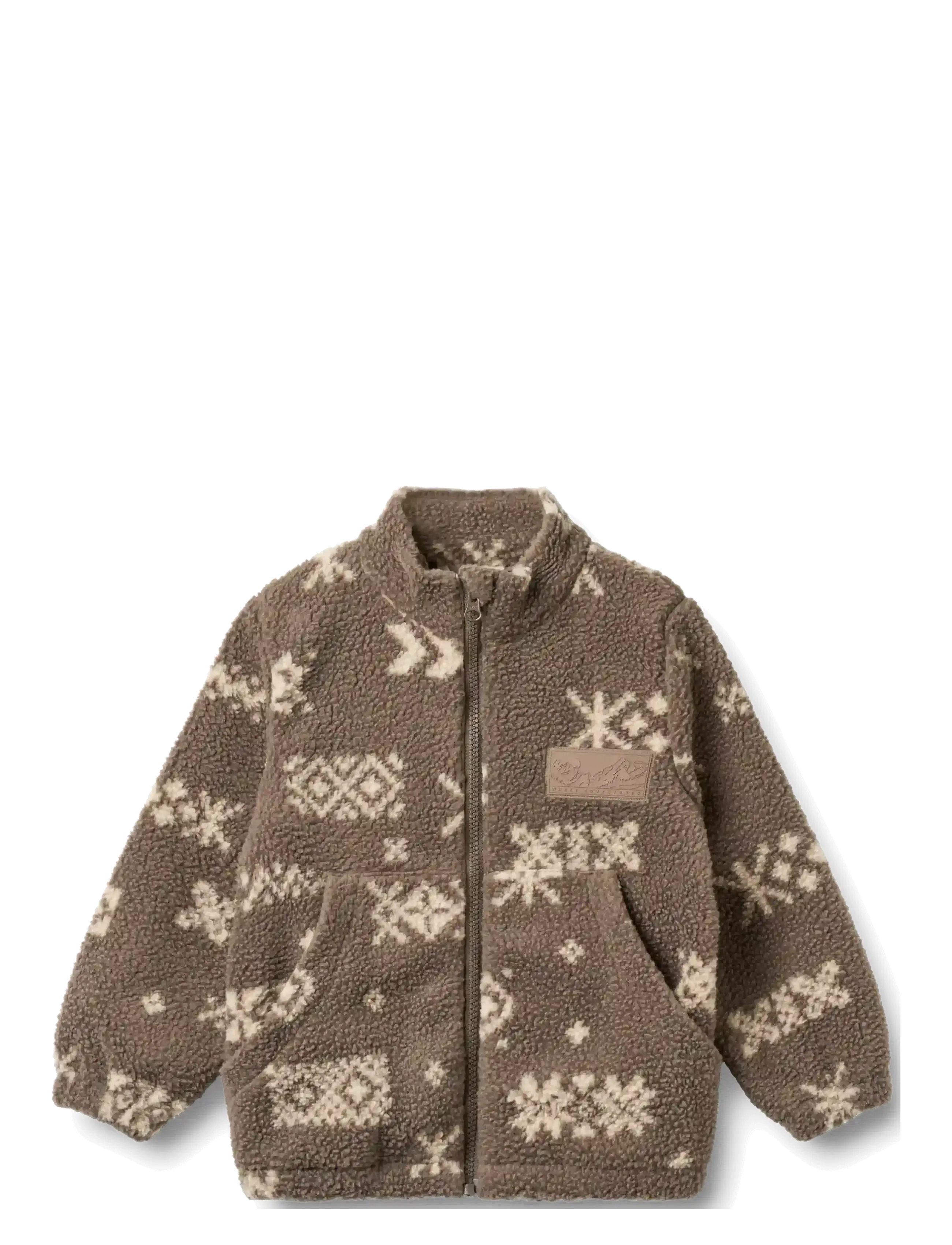 Wheat Fleece Jacket Helge - Teens 140-176 - DRY WOOD JACQUARD / brown