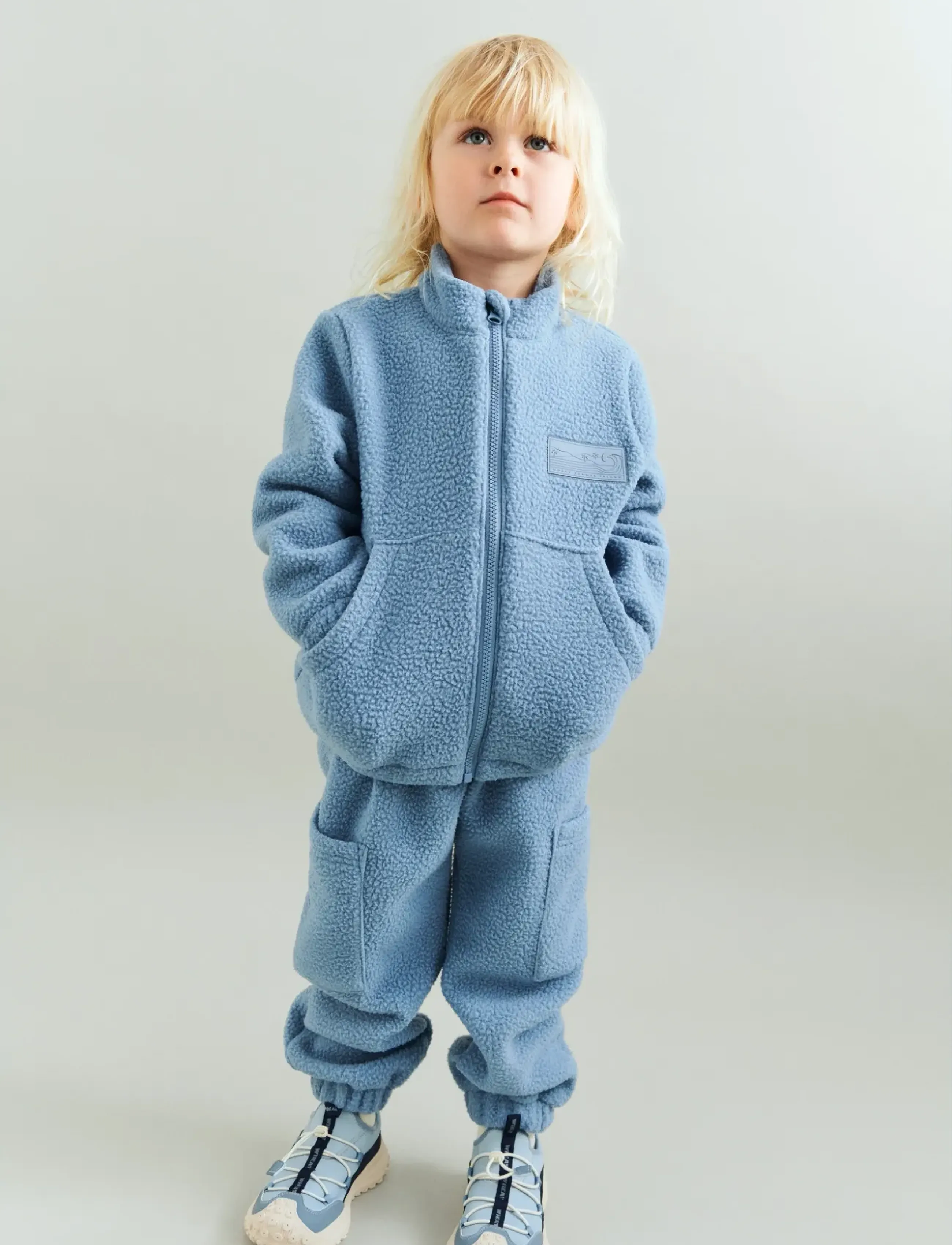 Wheat Fleece Jacket Helge, 98, Oberbekleidung, Blau - Jackets, Kinder
