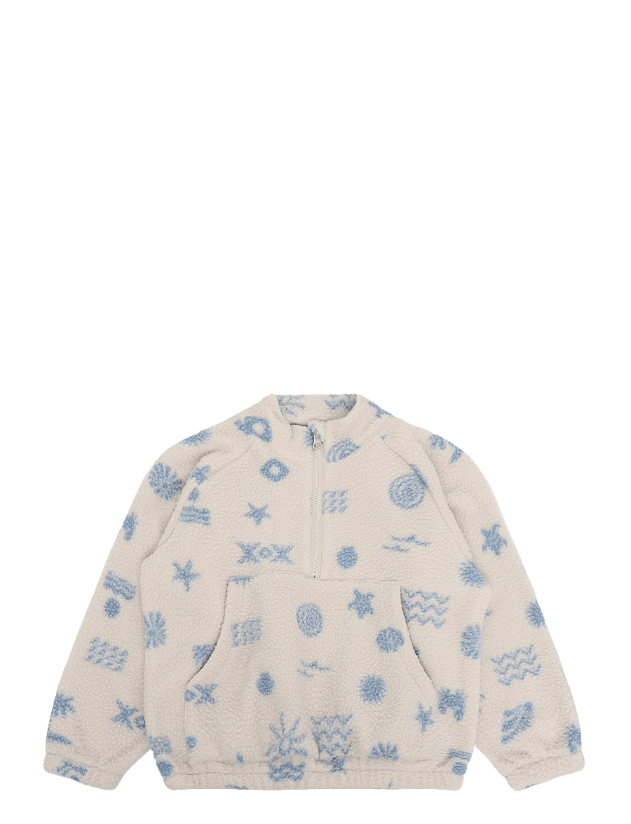 Wheat - Fleece Anorak Moon - anoraks - white onyx jacquard - 0