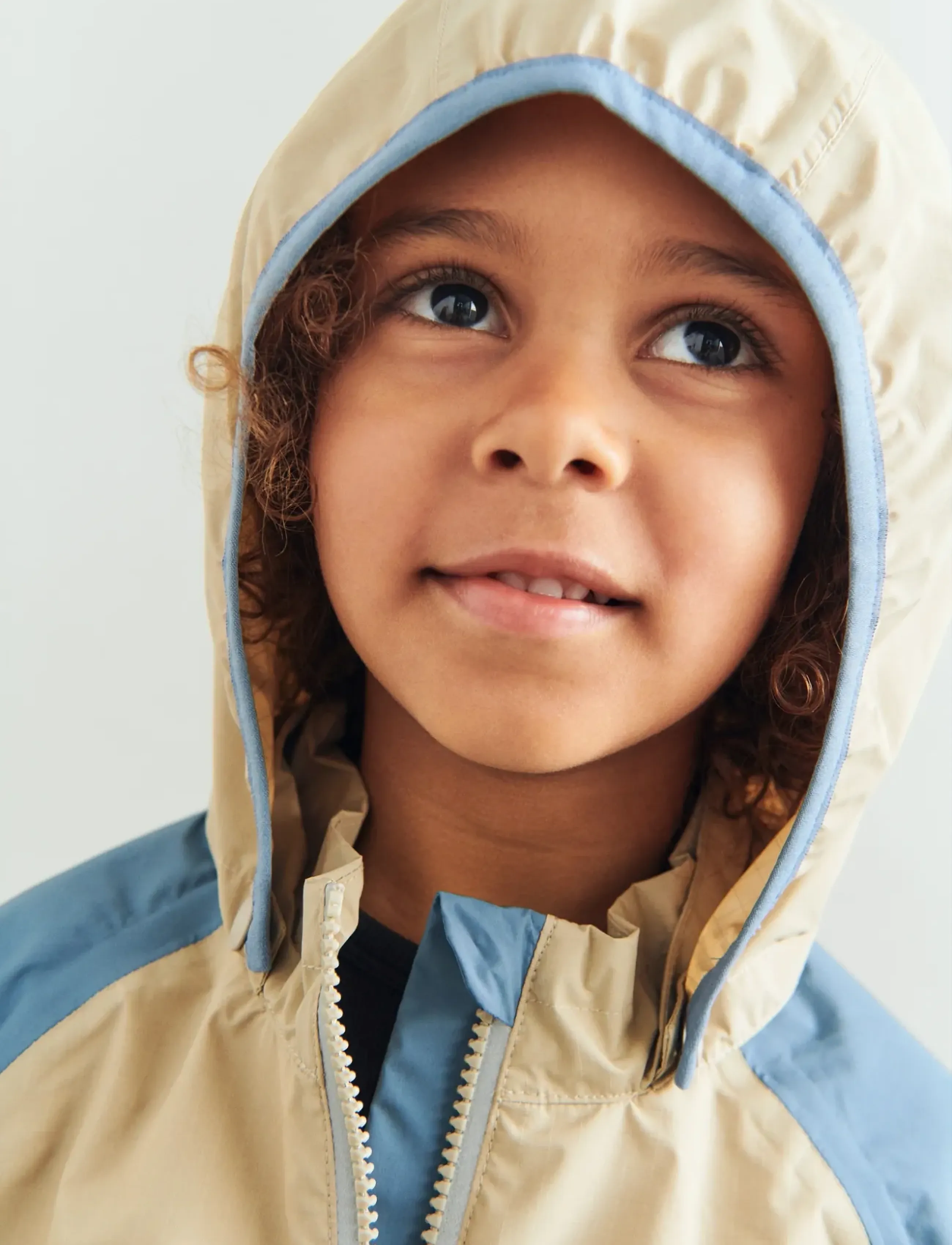 Wheat Lightweight Shell Jacket Himmel, Børn, Letvægts Hætte Shell Jakke, Beige, Str: 140