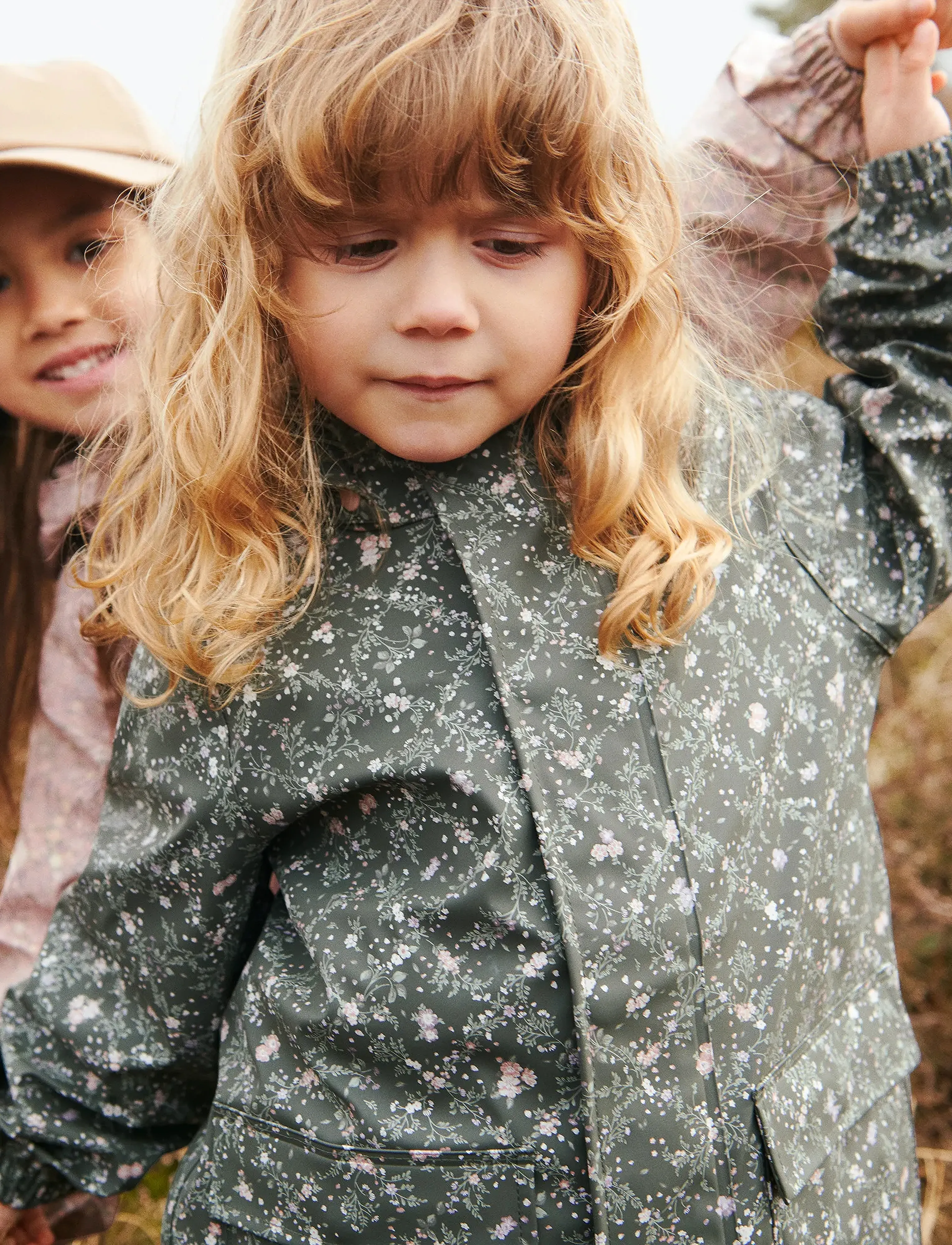 Wheat - Rainwear Ollo Jacket - rain coats - forest lake checked flowers - 3