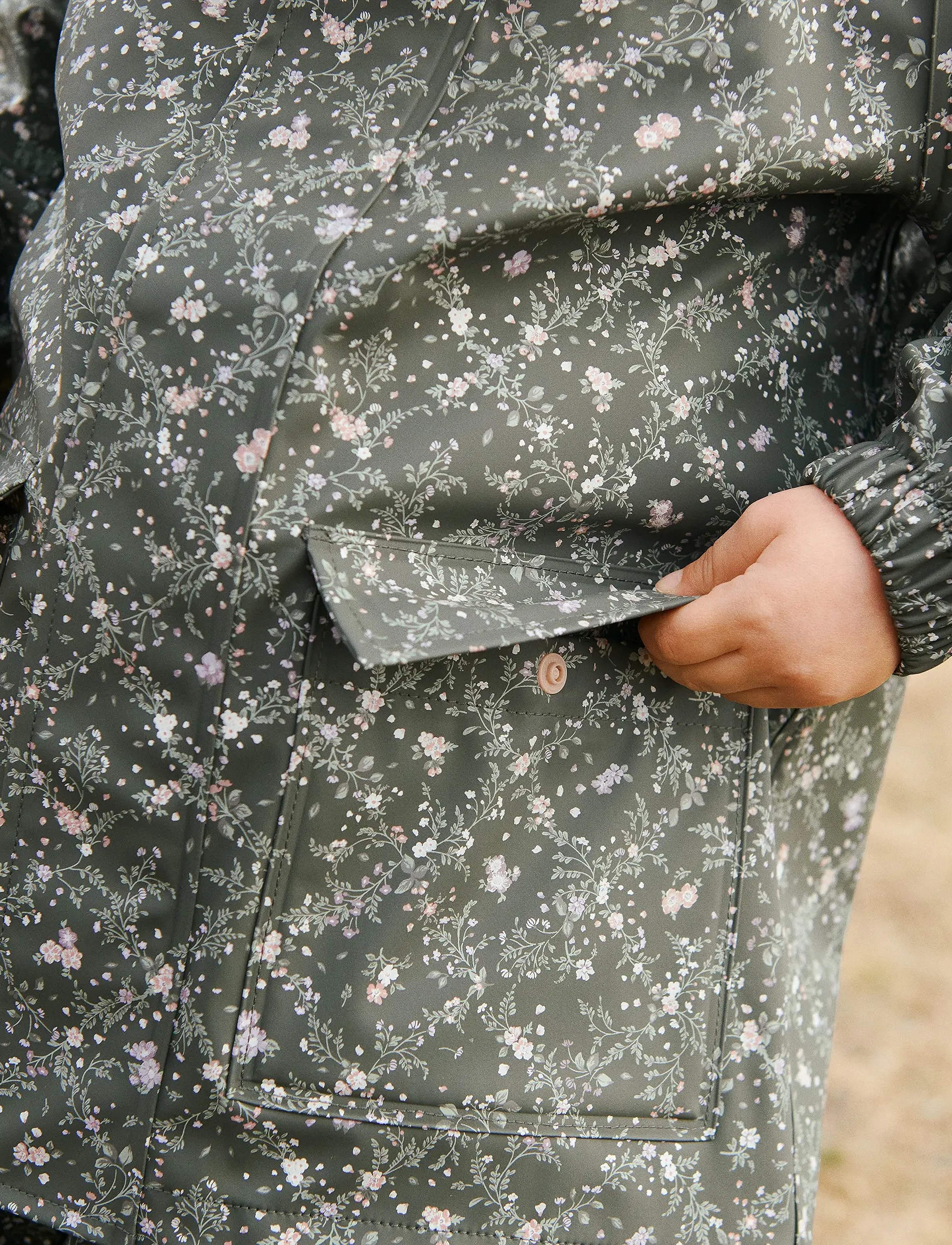 Wheat - Rainwear Ollo Jacket - rain coats - forest lake checked flowers - 4
