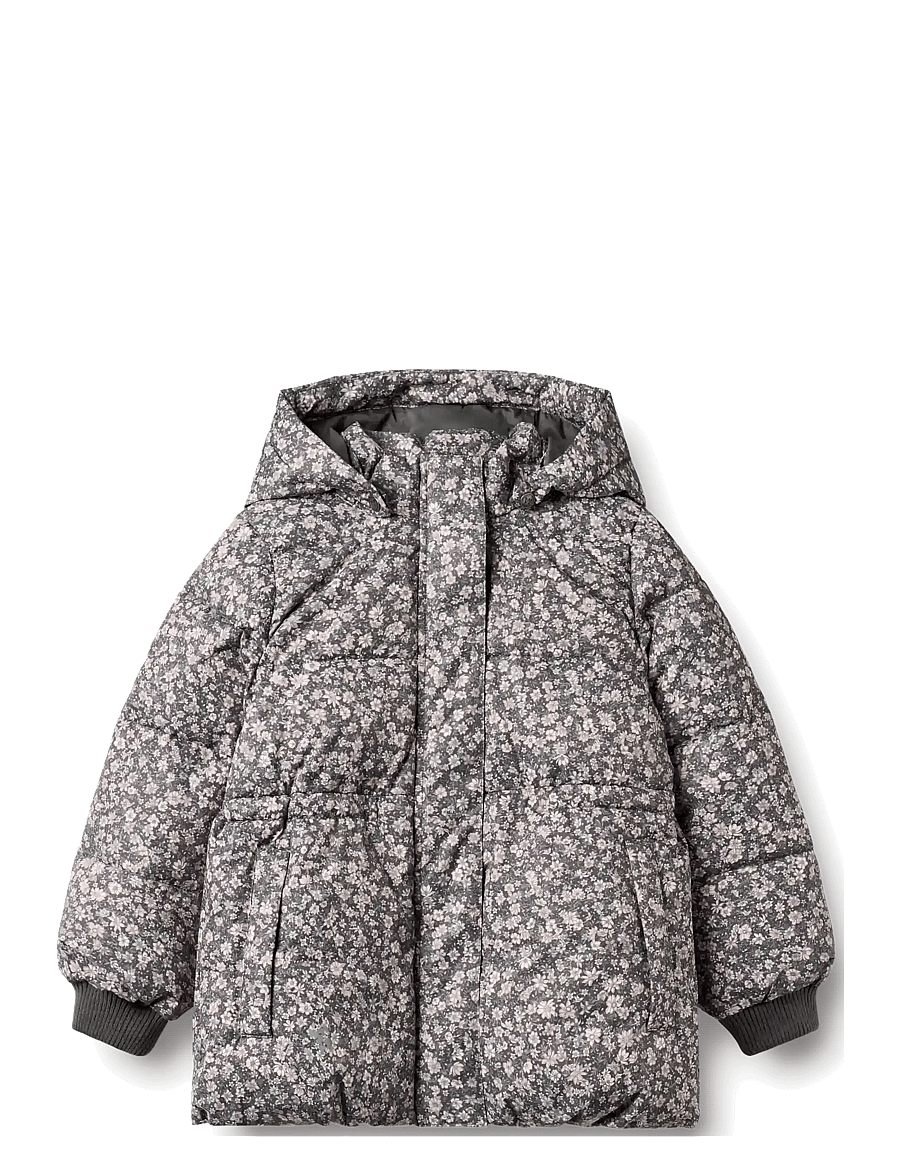 Wheat - Puffer jacket Eli - dark charcoal flowers - 0