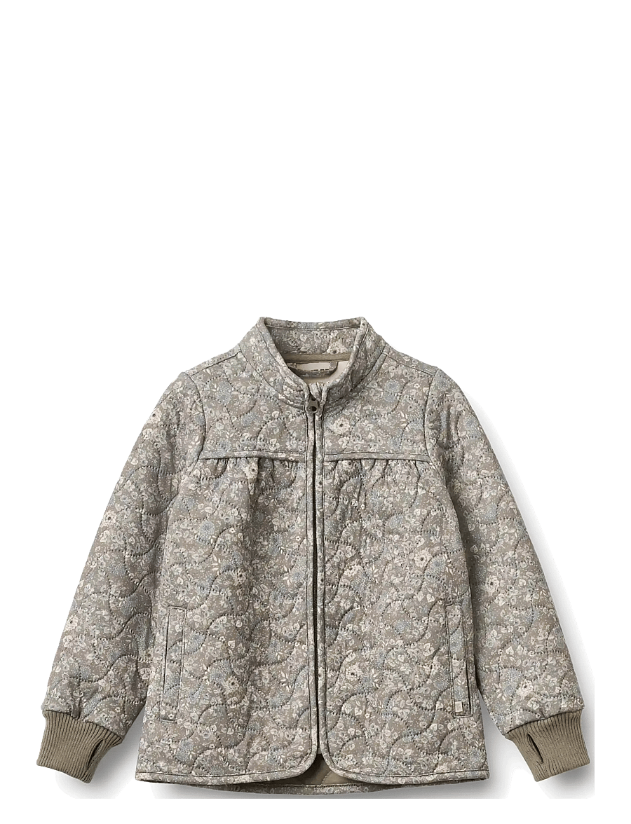 Wheat - Thermo Jacket Thilde - quiltede jakker - grey stone flowers - 0