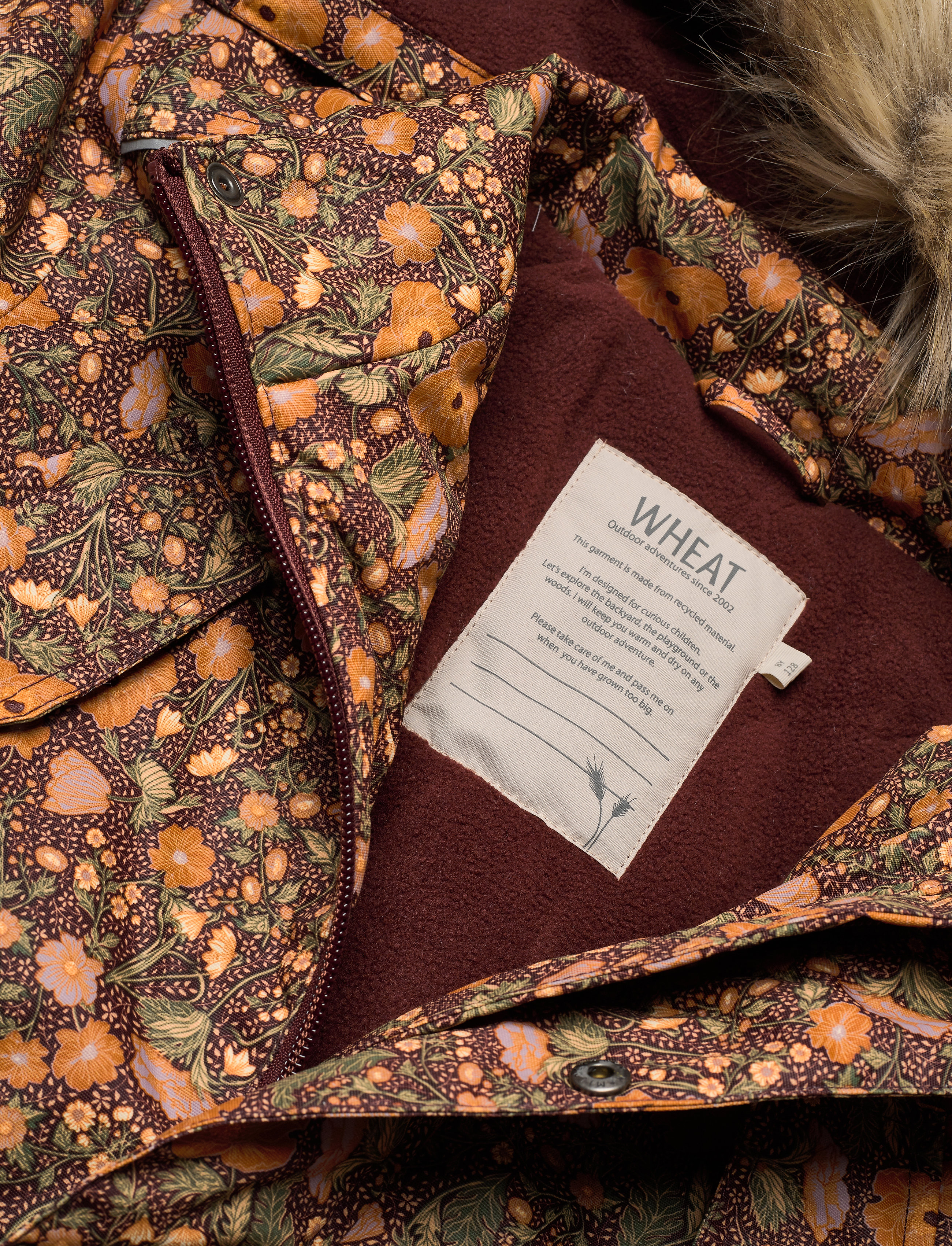 Wheat - Parka Vian Tech - maroon flowers - 3