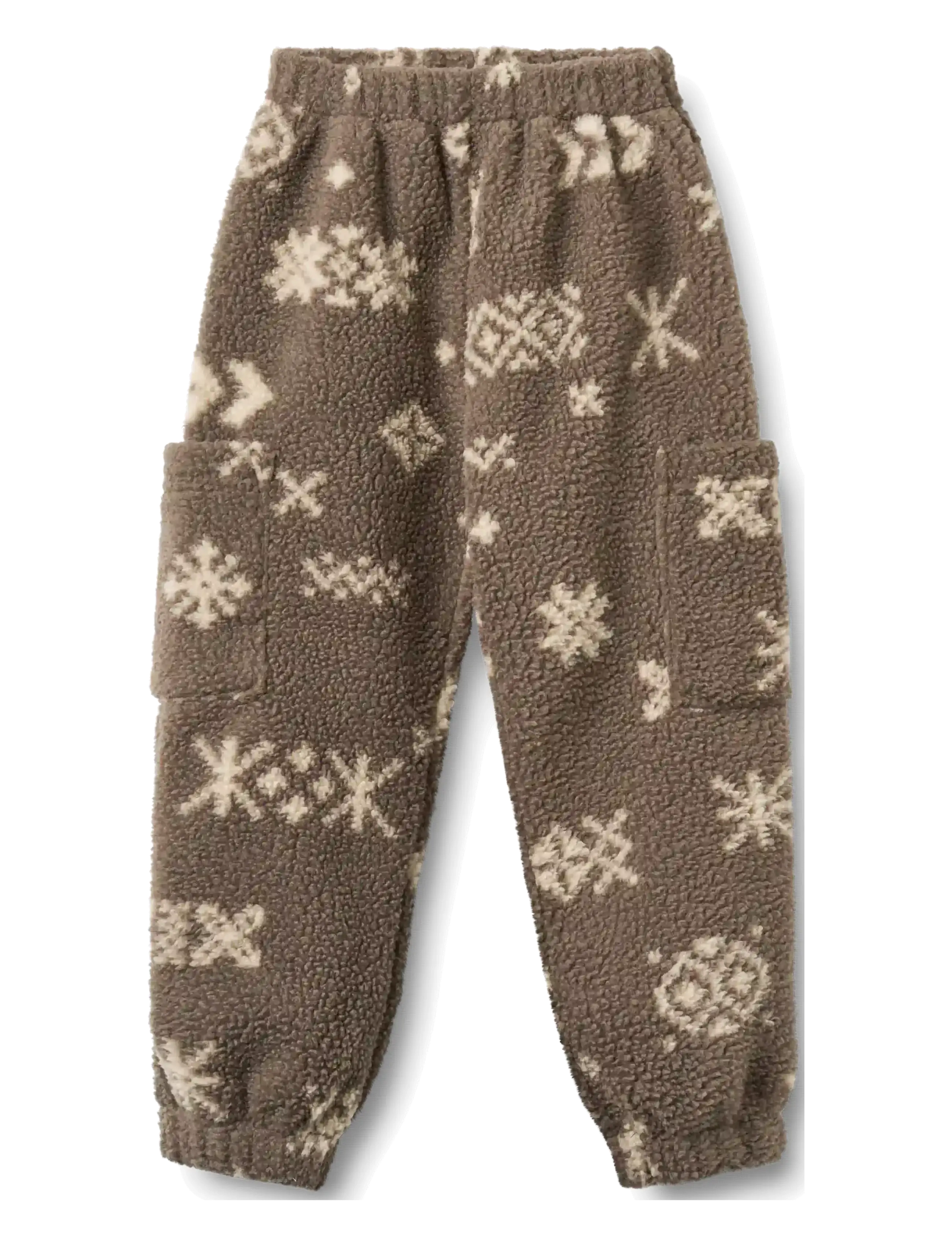 Wheat Fleece Pants Suun - Fleece trousers - DRY WOOD JACQUARD / brown
