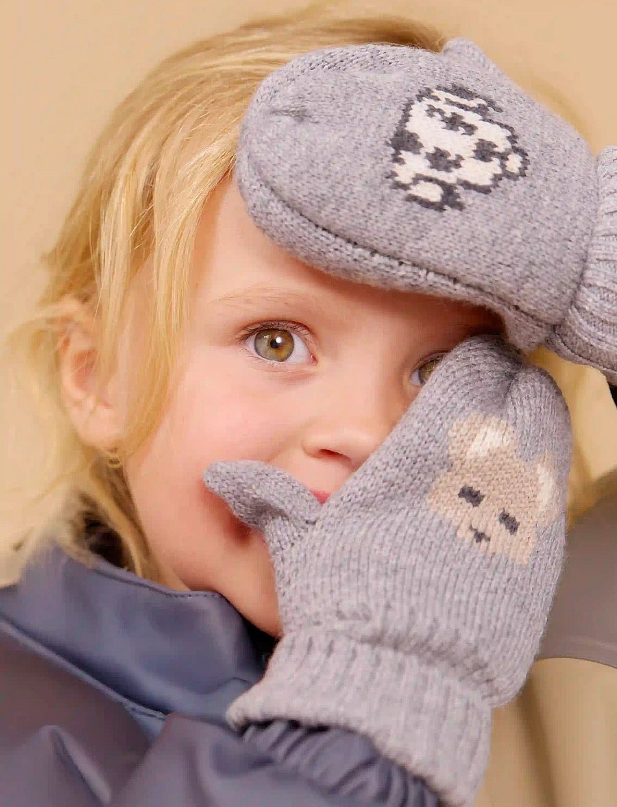 Wheat - Jacquard Mittens Towsi - handschuhe - flint melange - 0