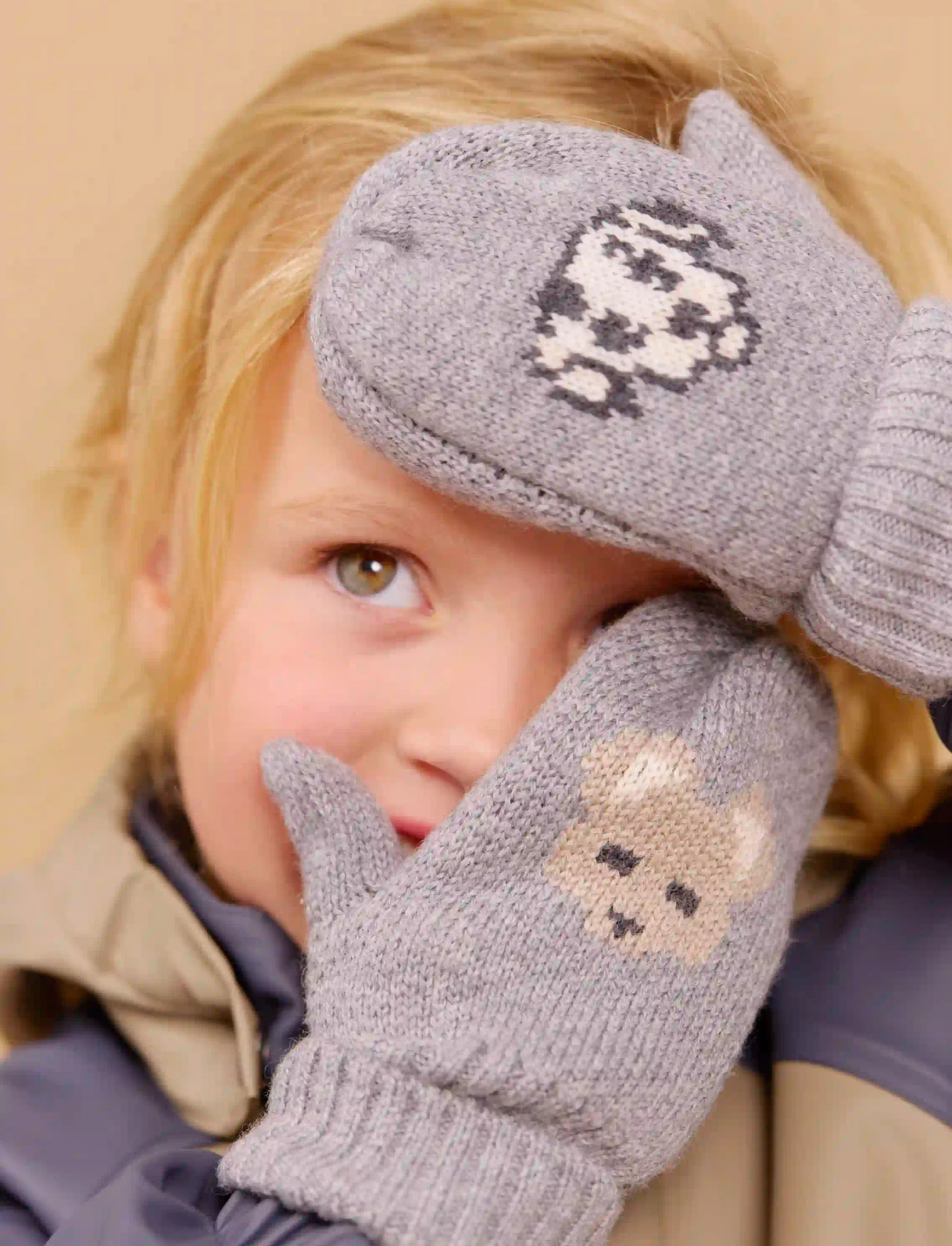 Wheat - Jacquard Mittens Towsi - gloves - flint melange - 3