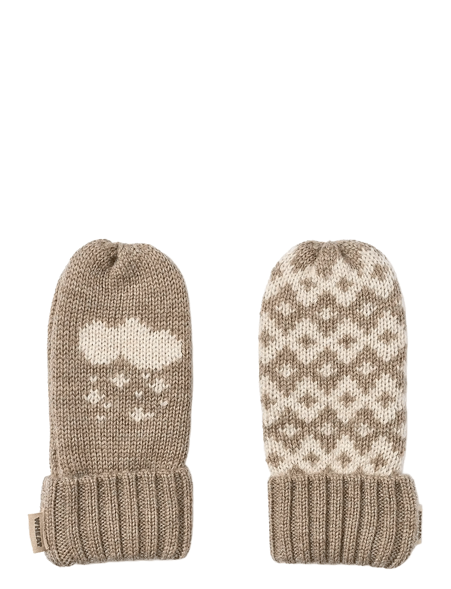 Wheat - Jacquard Mittens Towsi - handsker - grey camel melange - 0
