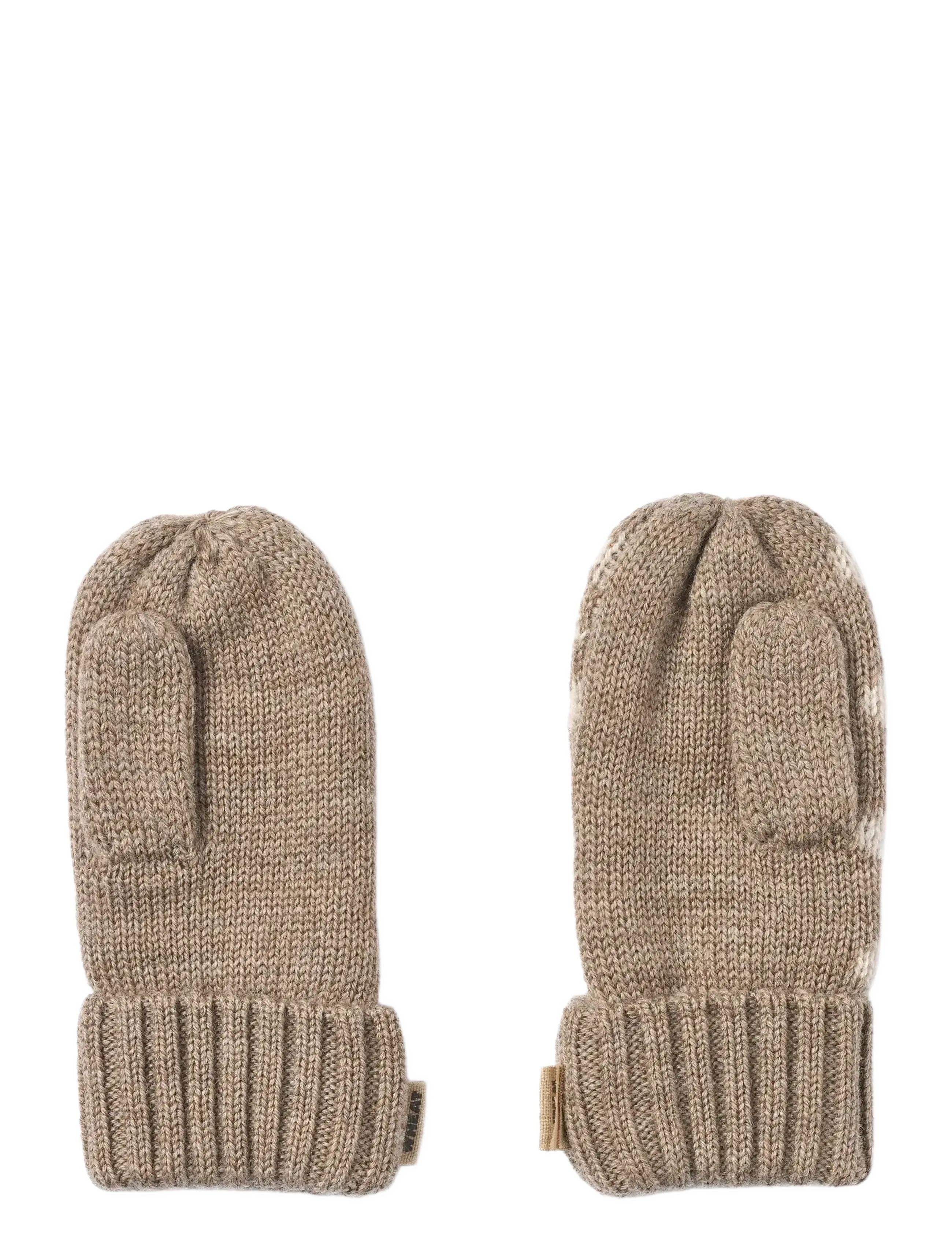 Wheat - Jacquard Mittens Towsi - accessories - grey camel melange - 1