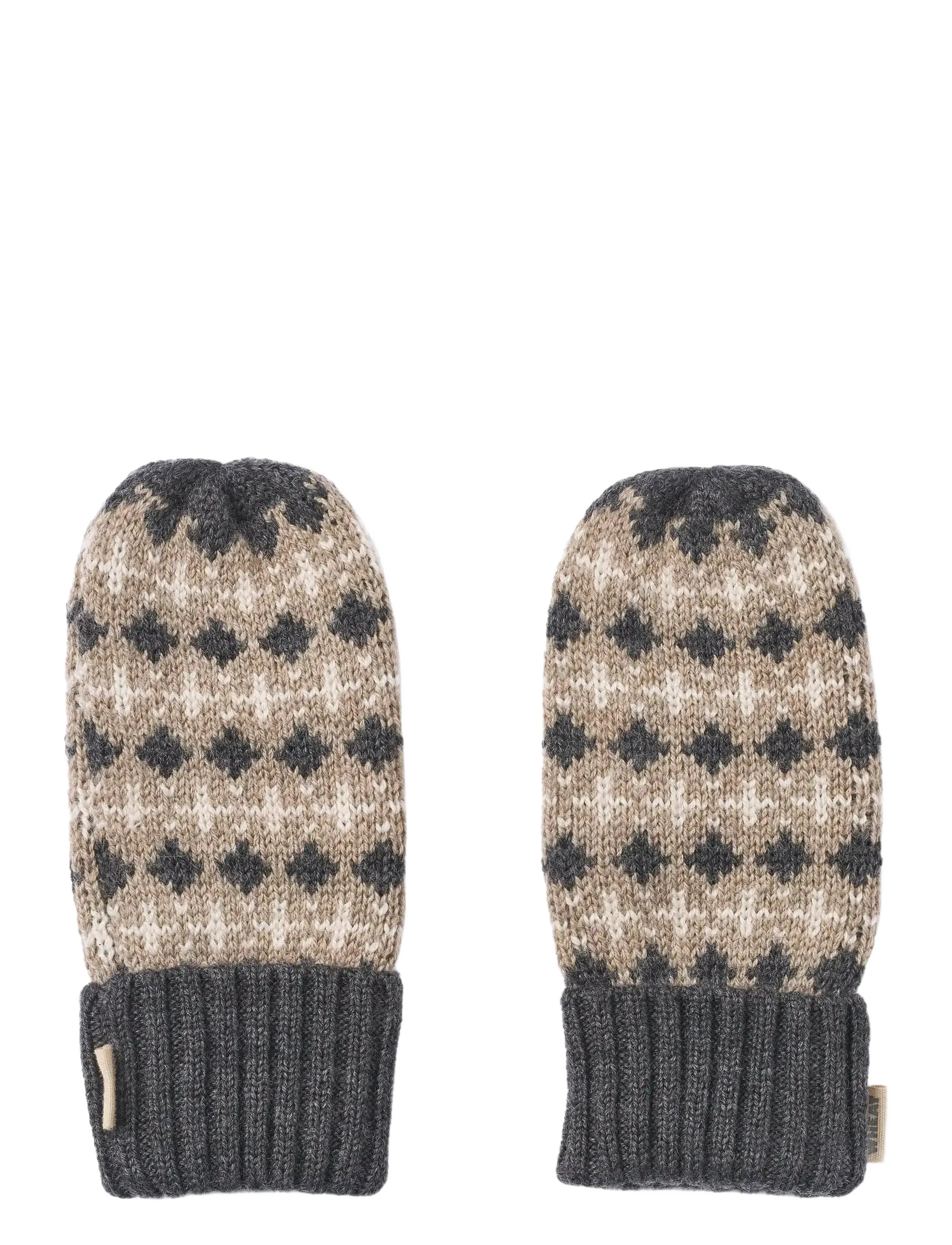 Wheat Jacquard Mittens Haansi, L, Grey, Handsker Og Vanter > Vanter, Børn