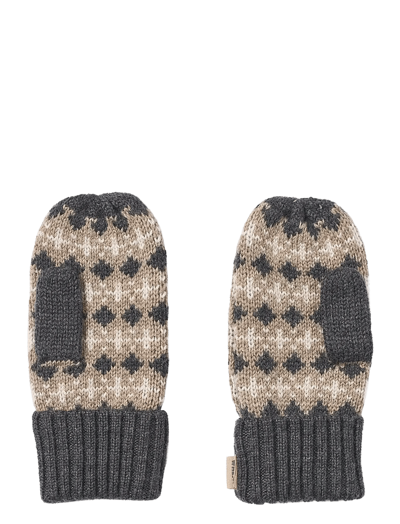 Wheat - Jacquard Mittens Haansi - handsker - charcoal melange - 1