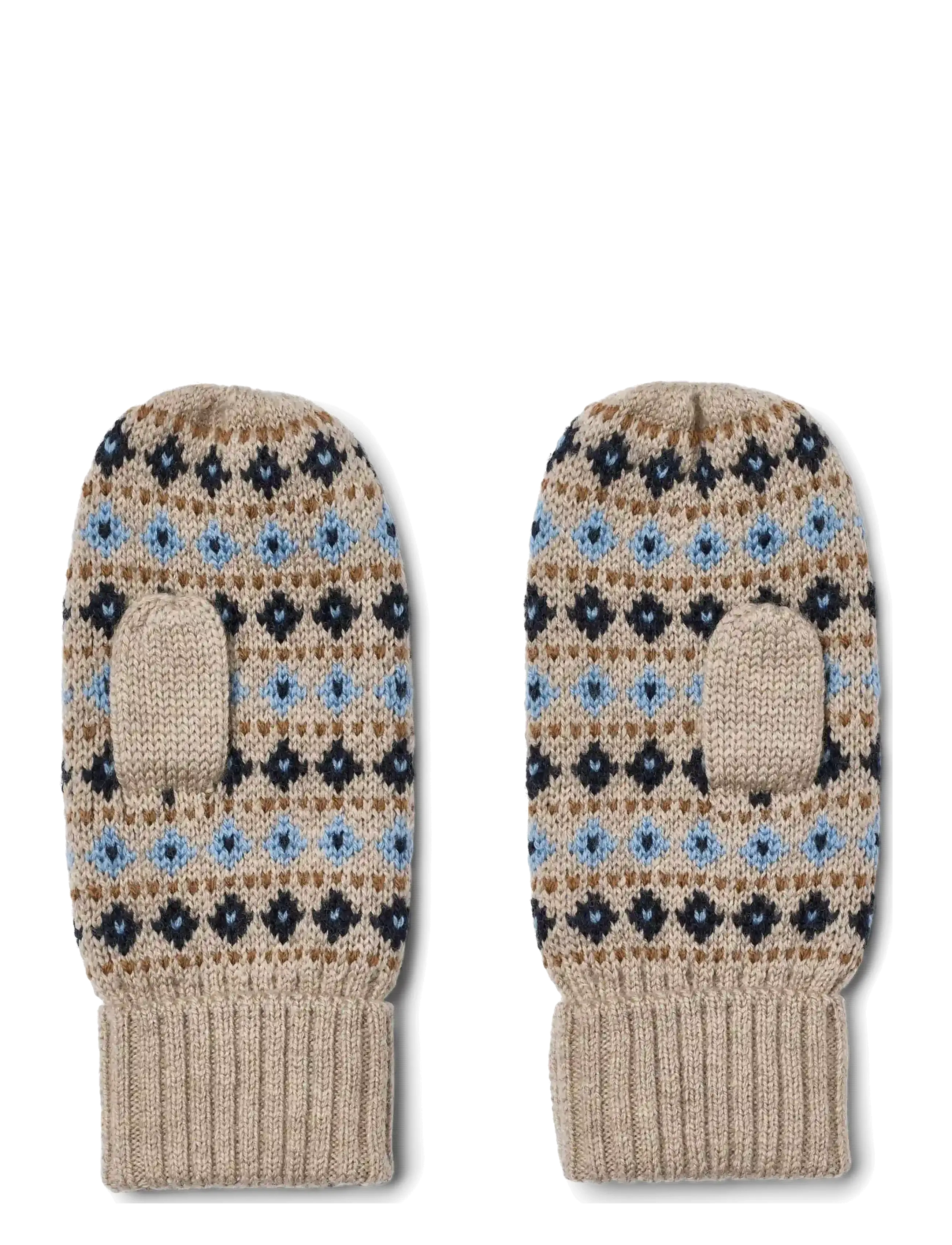 Wheat - Jacquard Mittens Haansi - handsker - warm sand melange - 1