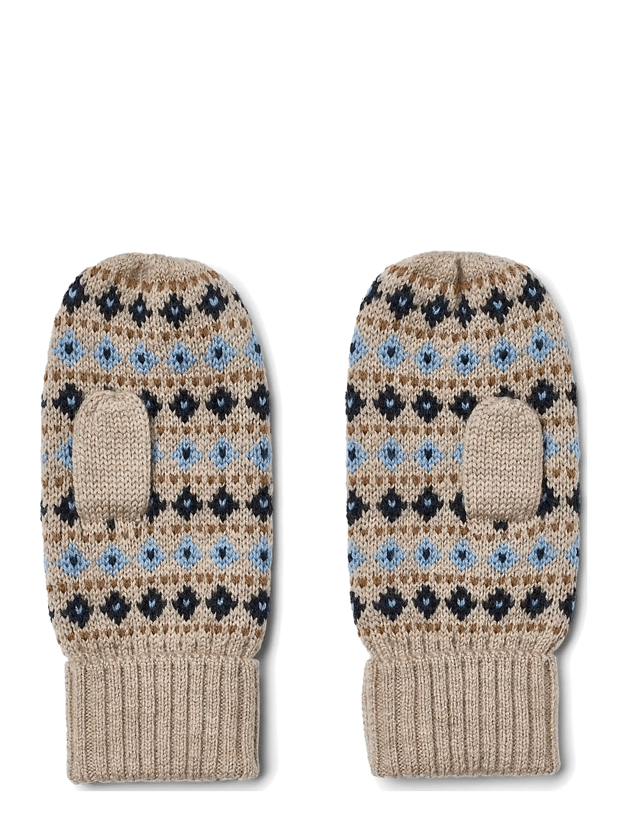 Wheat - Jacquard Mittens Haansi - handschuhe - warm sand melange - 1