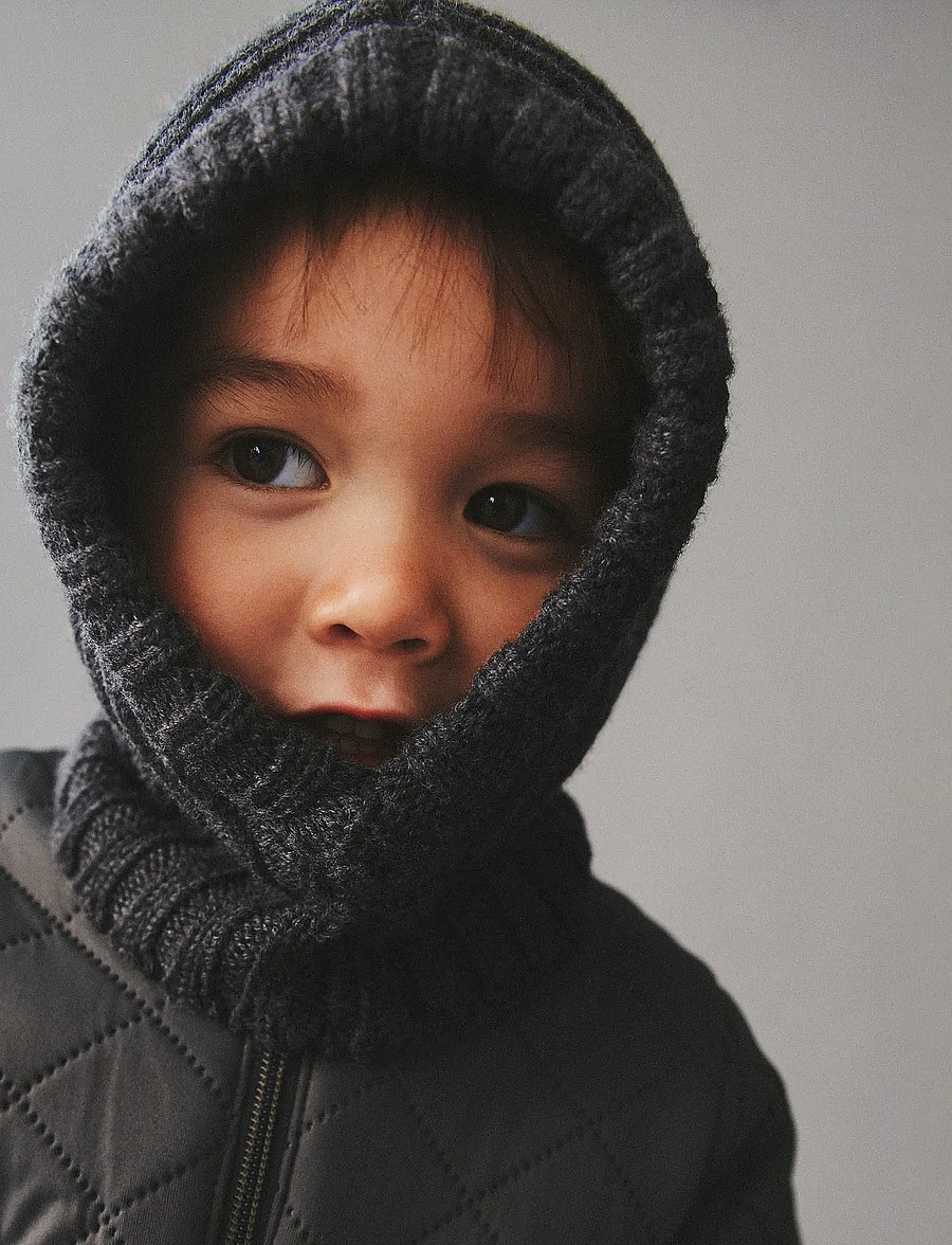 Wheat - Knitted Balaclava Woolao - charcoal melange - 0