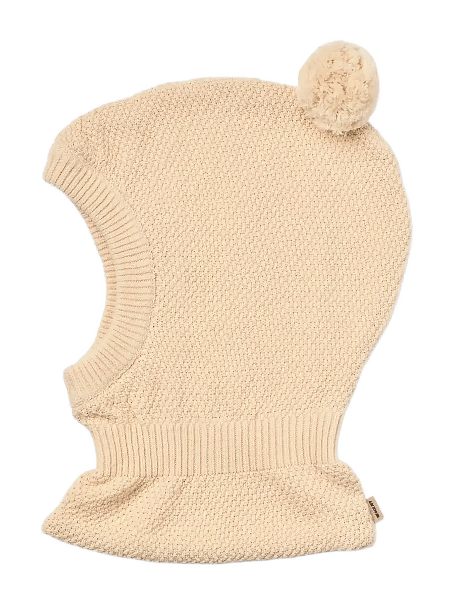 Wheat - Knitted Balaclava Pomi - talveaksessuaarid - offwhite melange - 0
